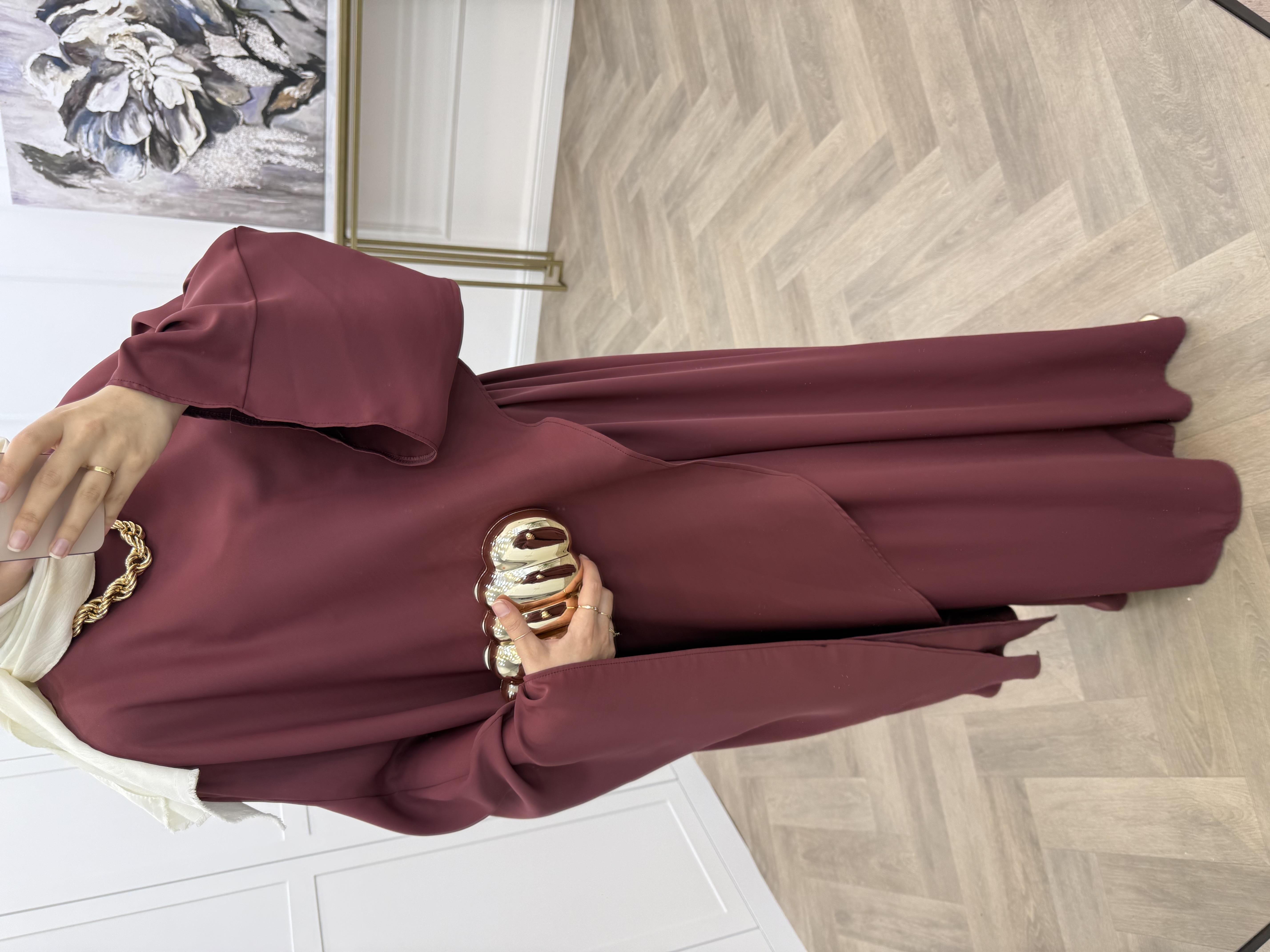 NUR PELERİN DETAY PANTOLONLU TAKIM BORDO