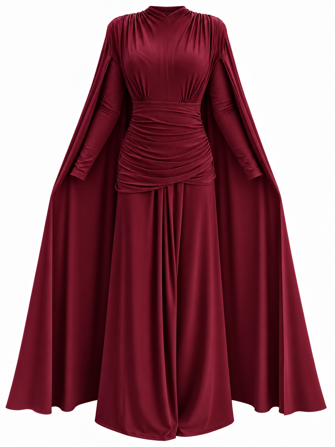 NURELLA PELERİNLİ SANDY ELBİSE BORDO