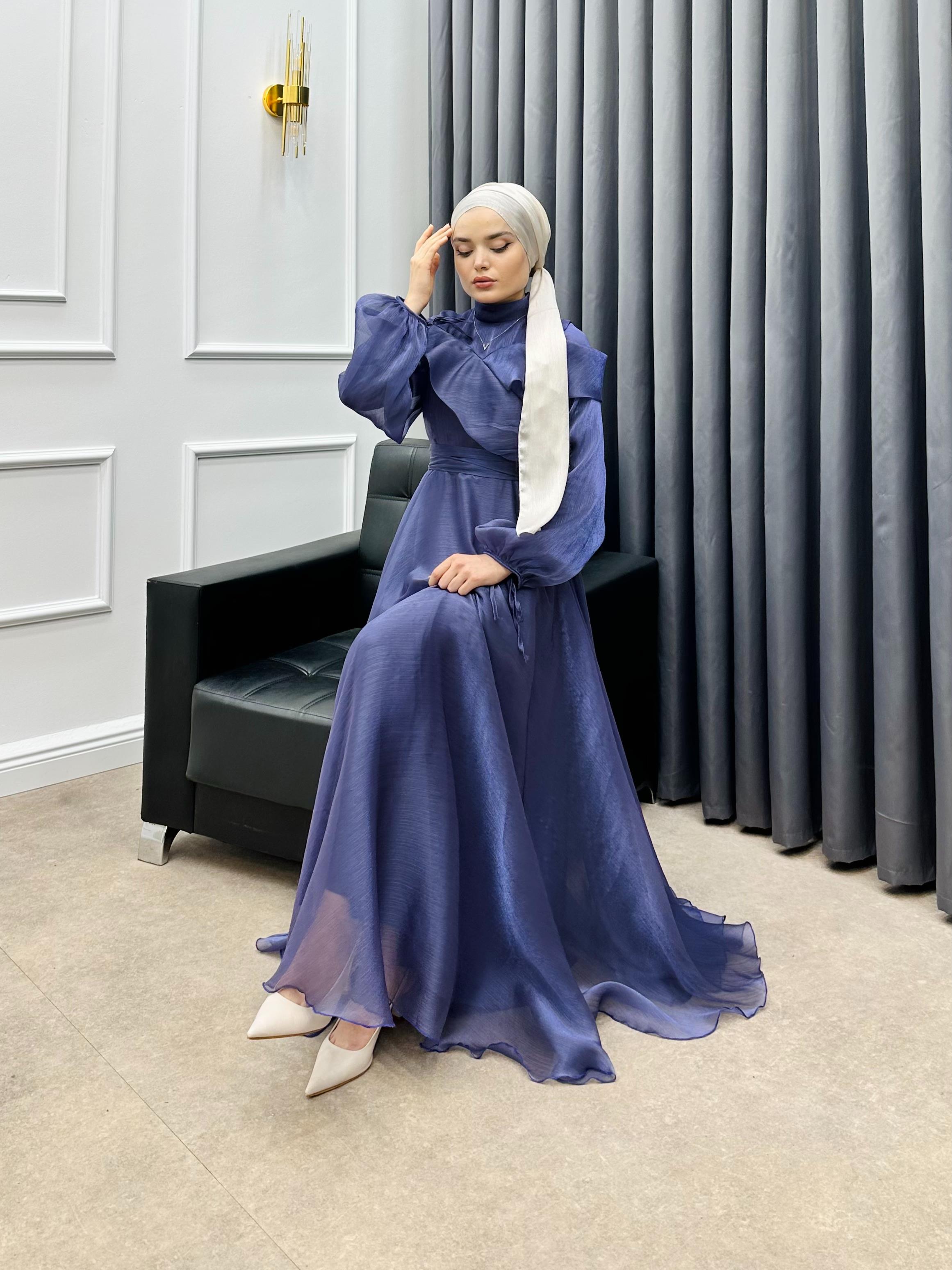 OMUZ DETAYLI JANJAN ABİYE MOR