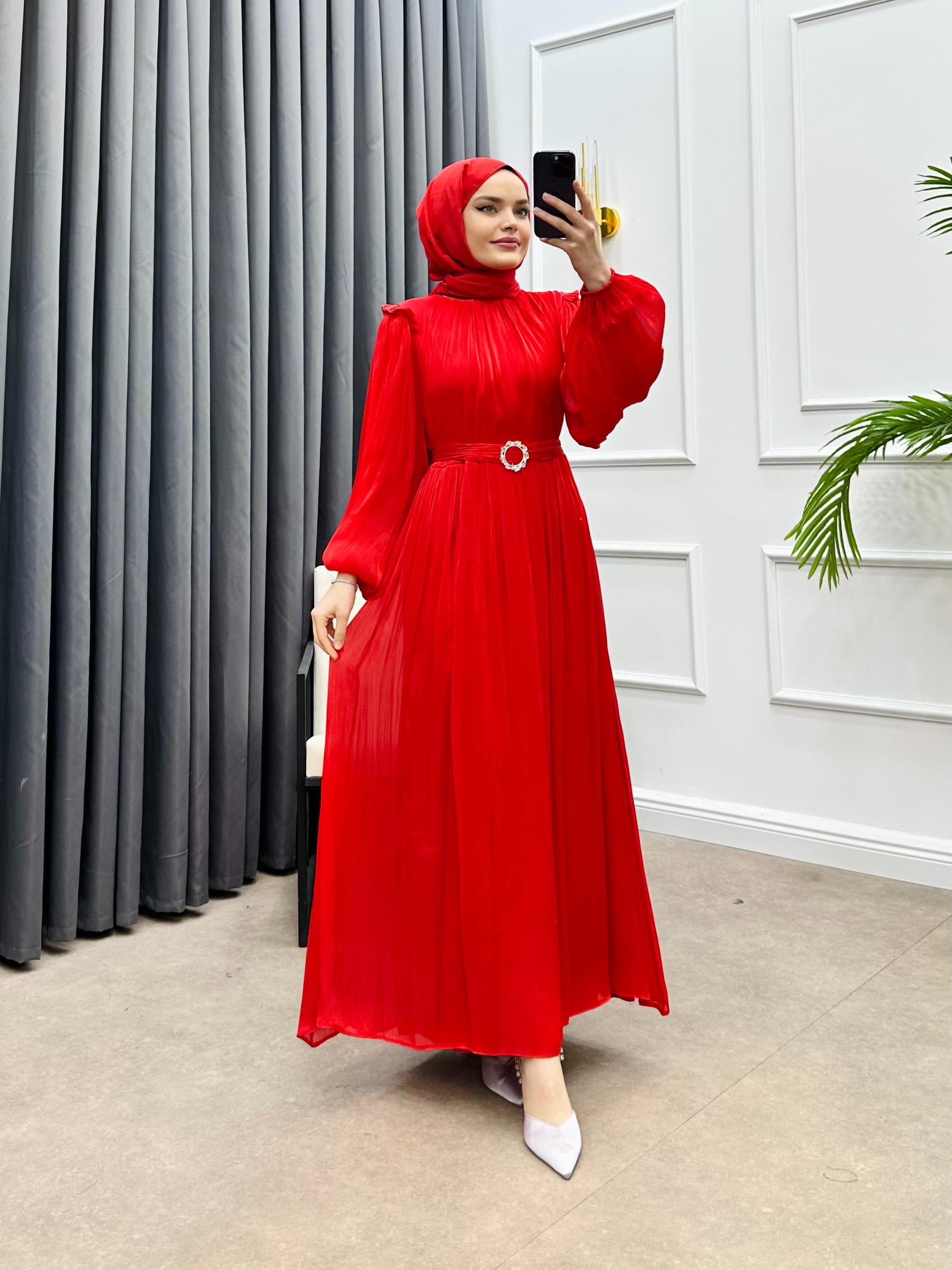 OMZU FIRFIRLI JANJAN ABİYE KIRMIZI