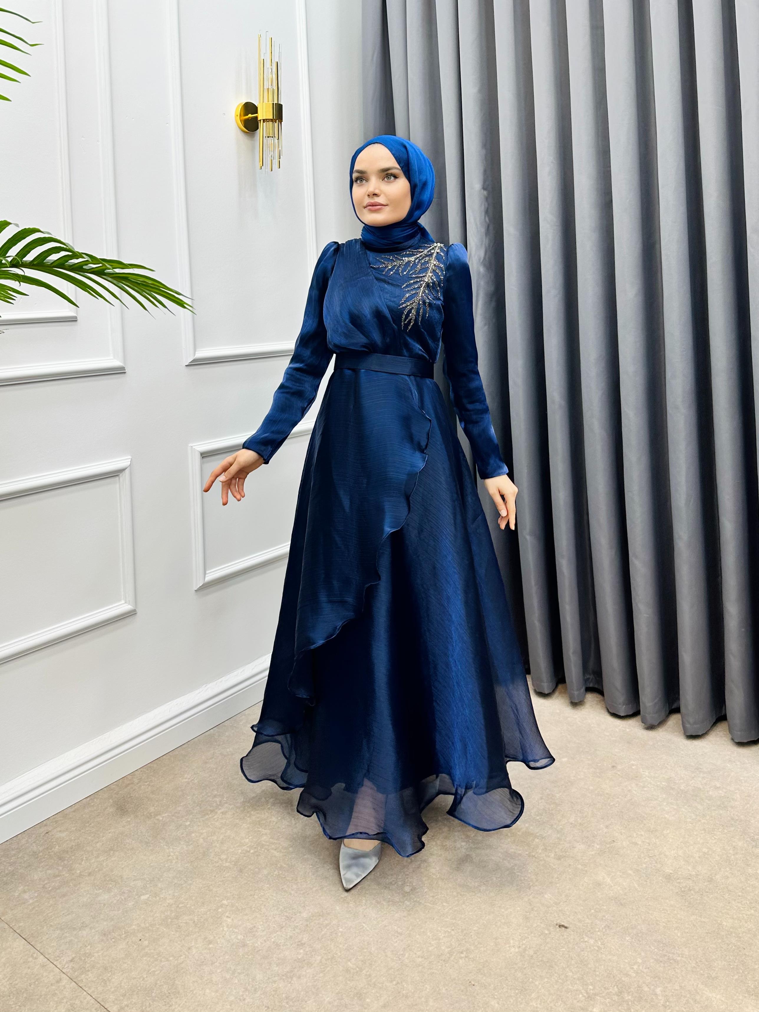 OMZU TAŞLI JANJAN ABİYE LACİVERT