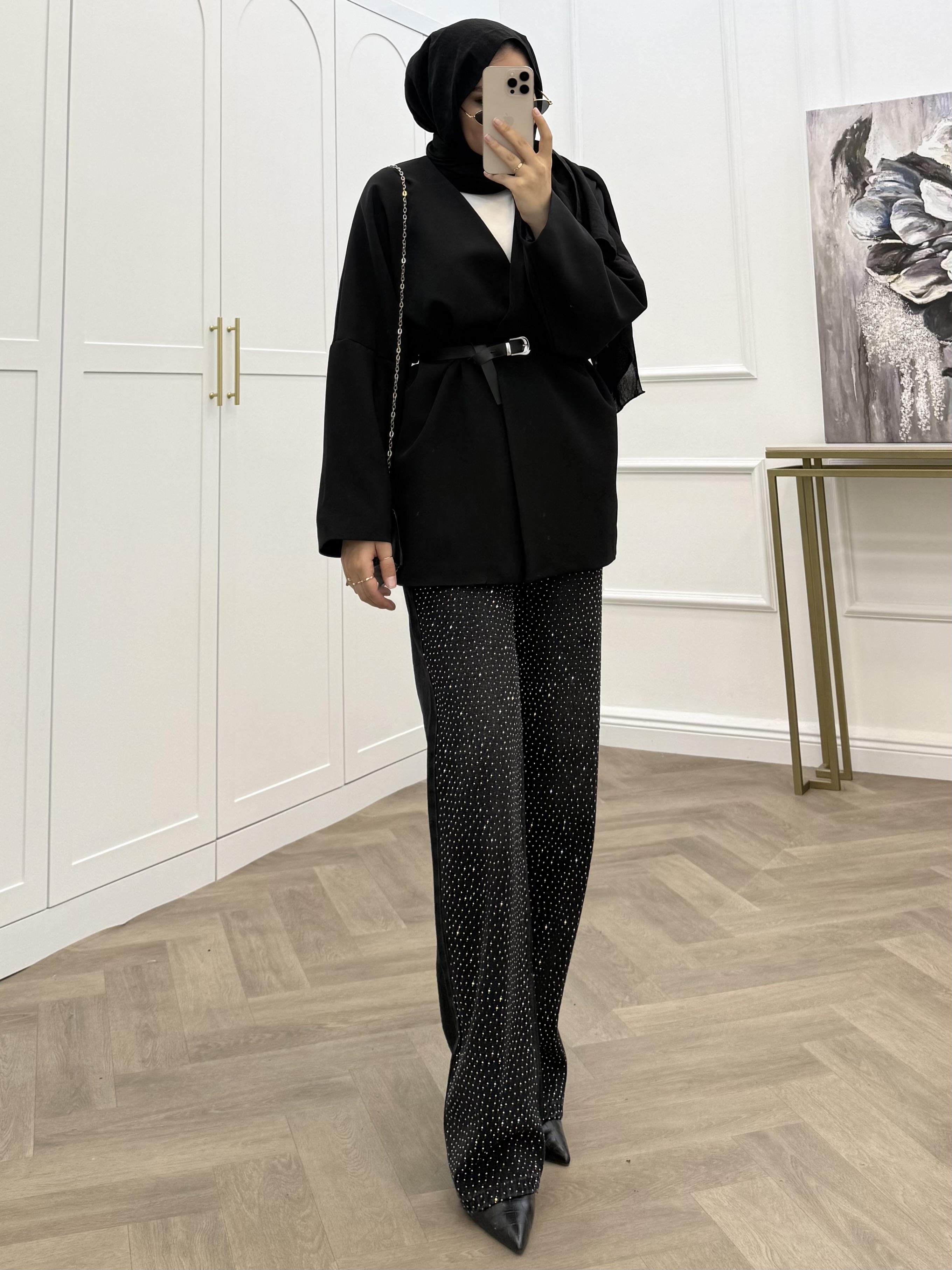 ÖN FULL TAŞLI KOT PANTOLON SİYAH