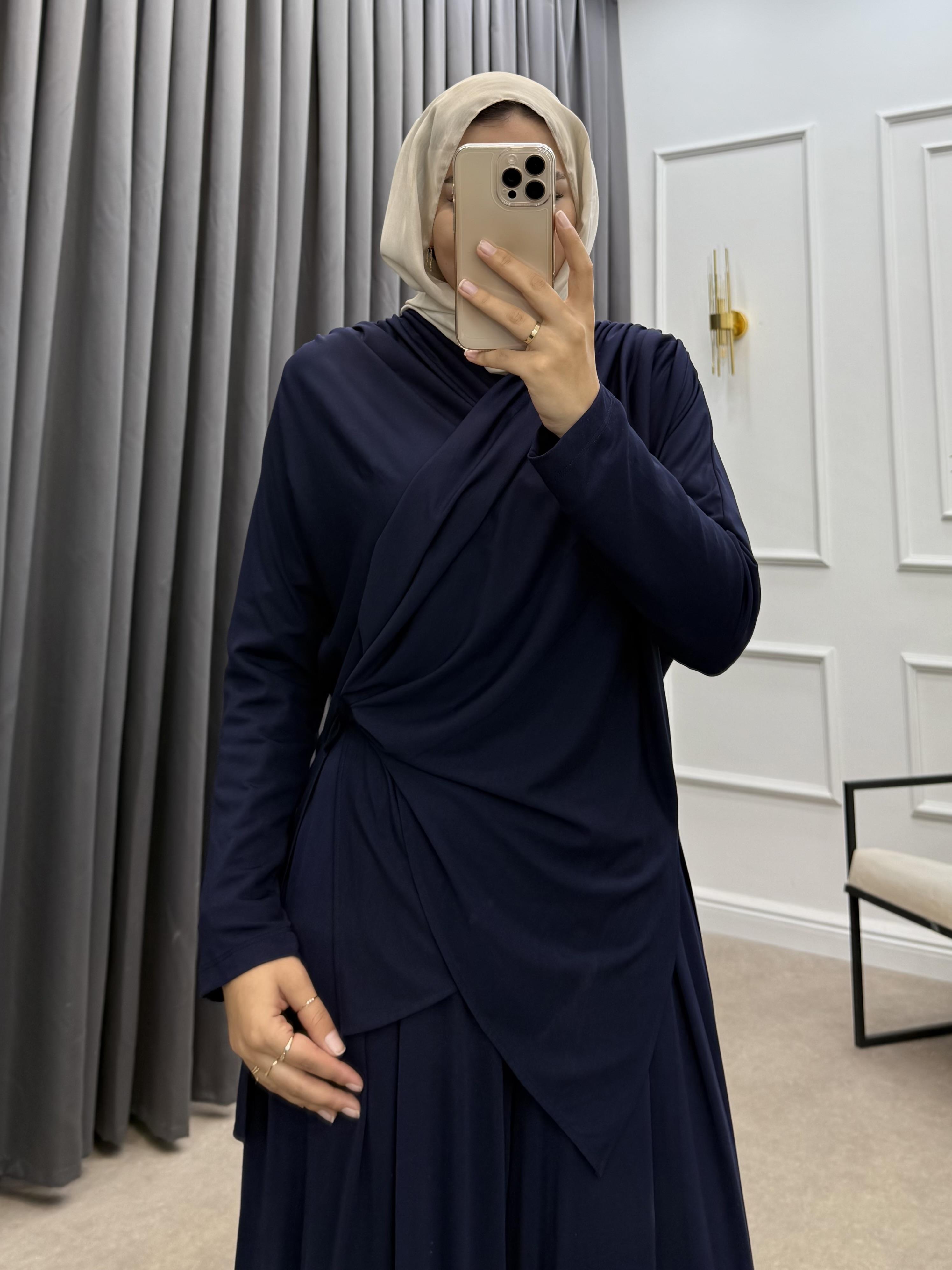 ÖNDEN BAĞLAMALI OYSHO PANTOLONLU TAKIM LACİVERT