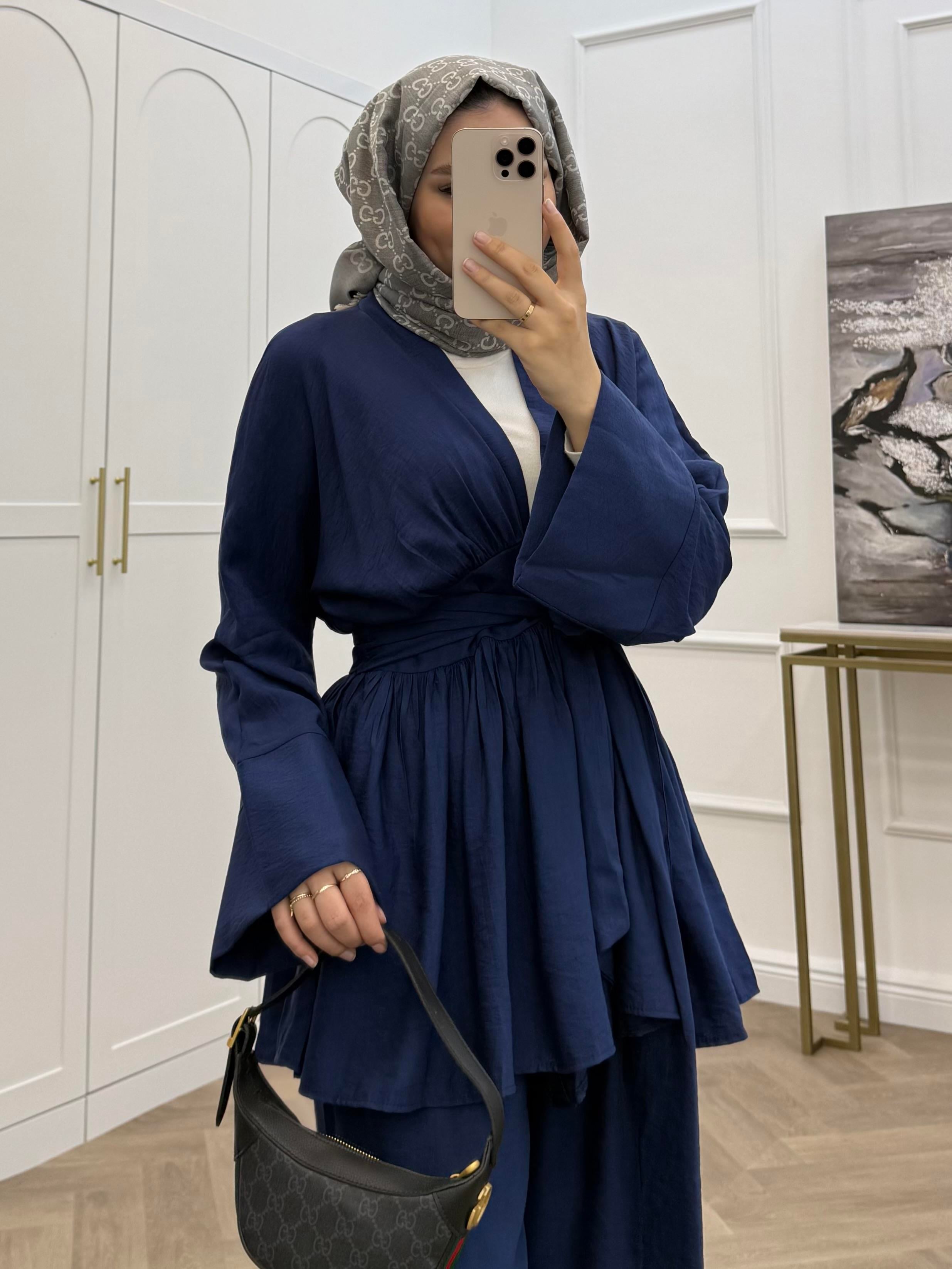 ÖNDEN BAĞLAMALI PANTOLONLU TAKIM BEBE MAVİSİ