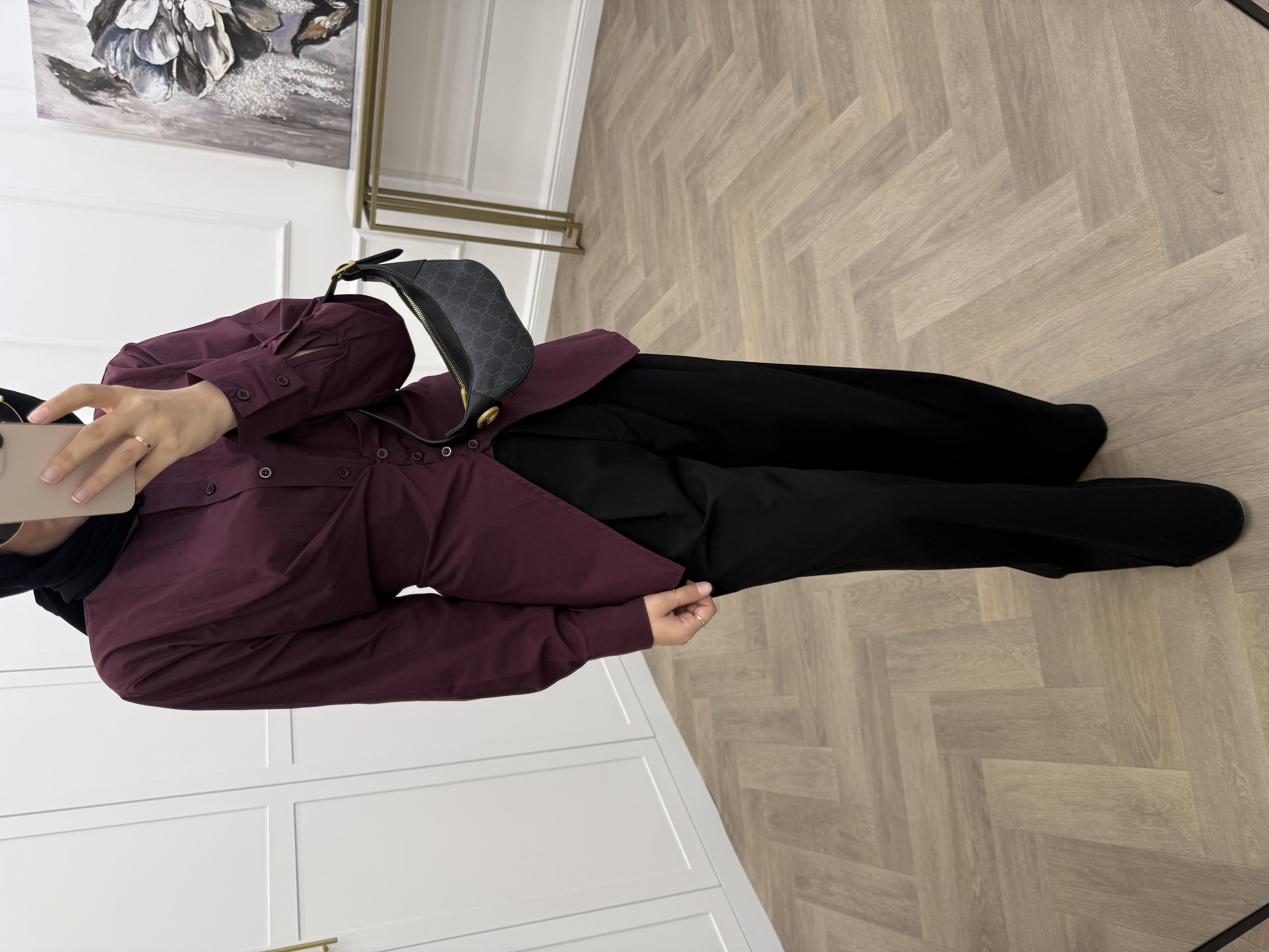 ÖNDEN DÜĞMELİ POPLİN GÖMLEK BORDO