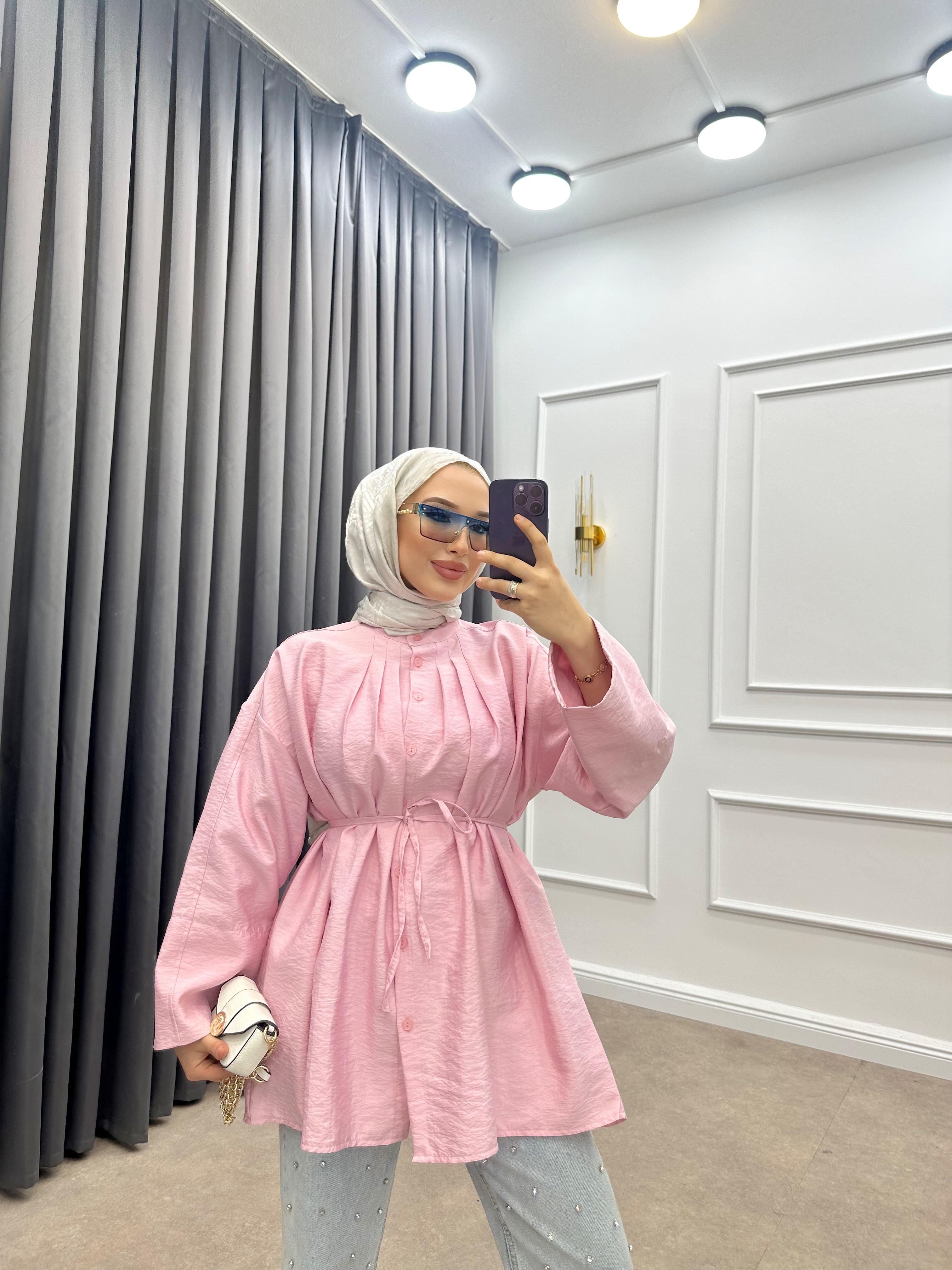 ÖNÜ PENSLİ GÖMLEK PEMBE