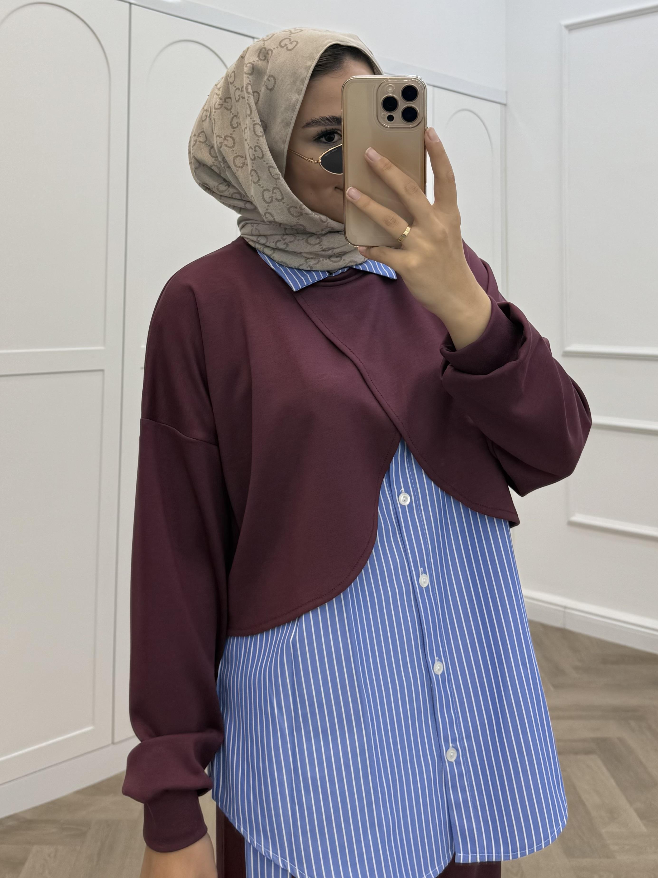 OYSHO GÖMLEKLİ TAKIM BORDO