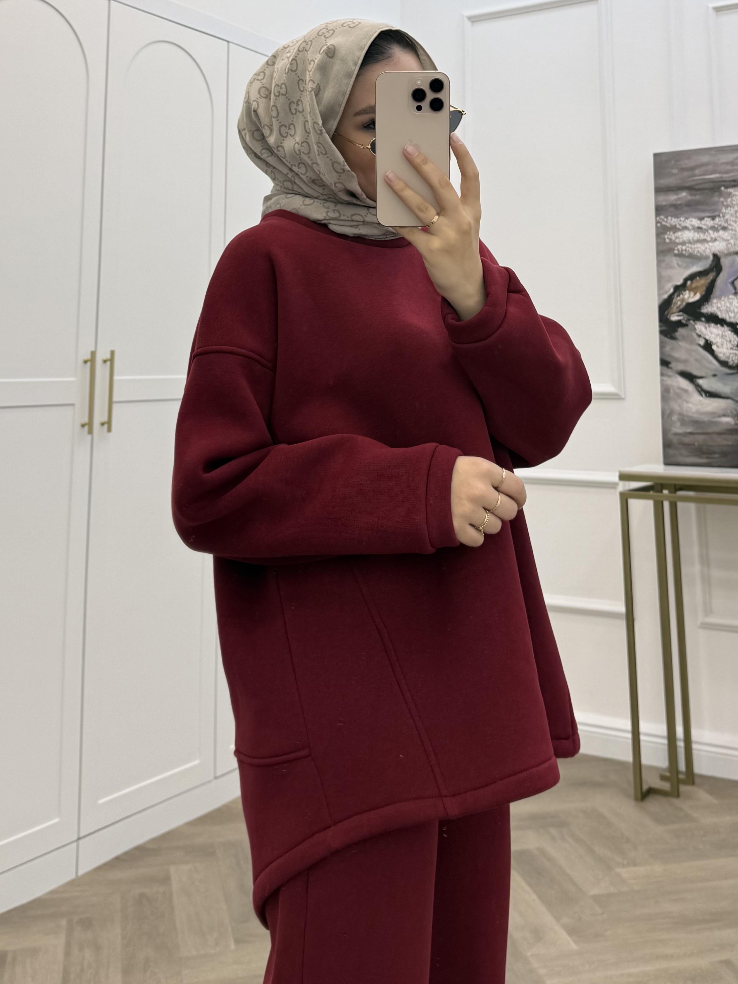 PANTOLONLU BASİC İKİLİ TAKIM BORDO