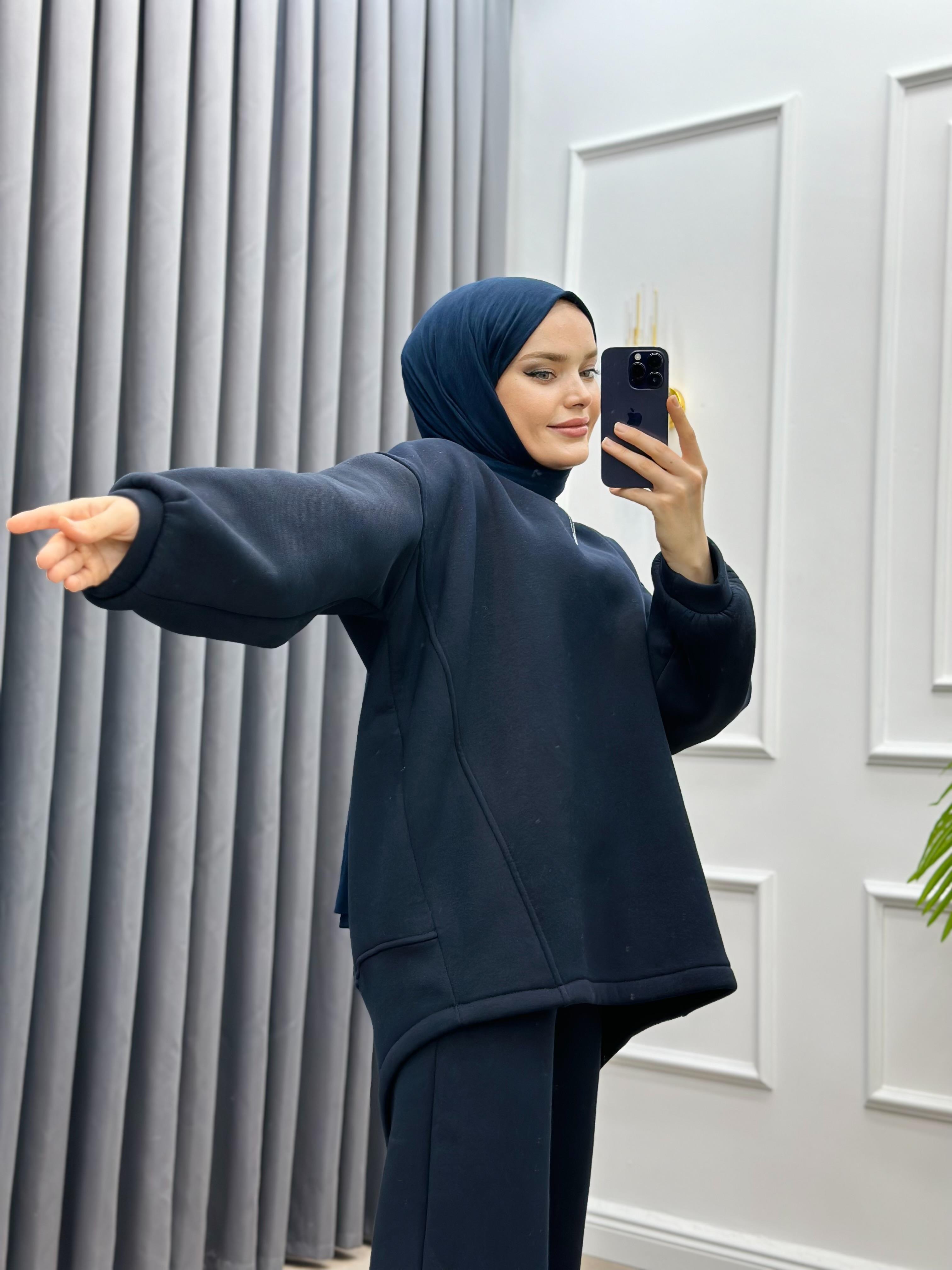 PANTOLONLU BASİC İKİLİ TAKIM LACİVERT