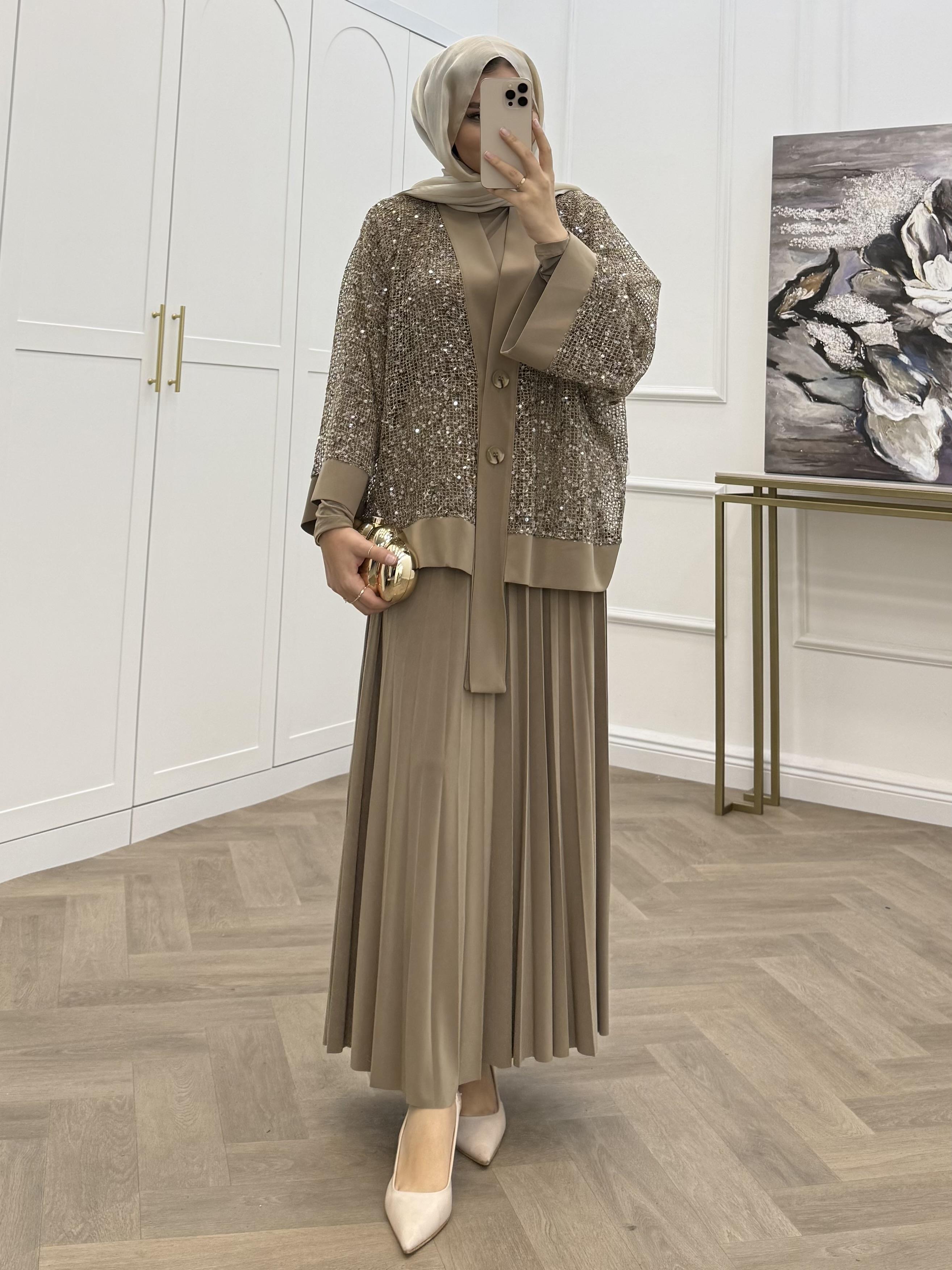 PAYETLİ ÜÇLÜ ETEKLİ TAKIM VİZON