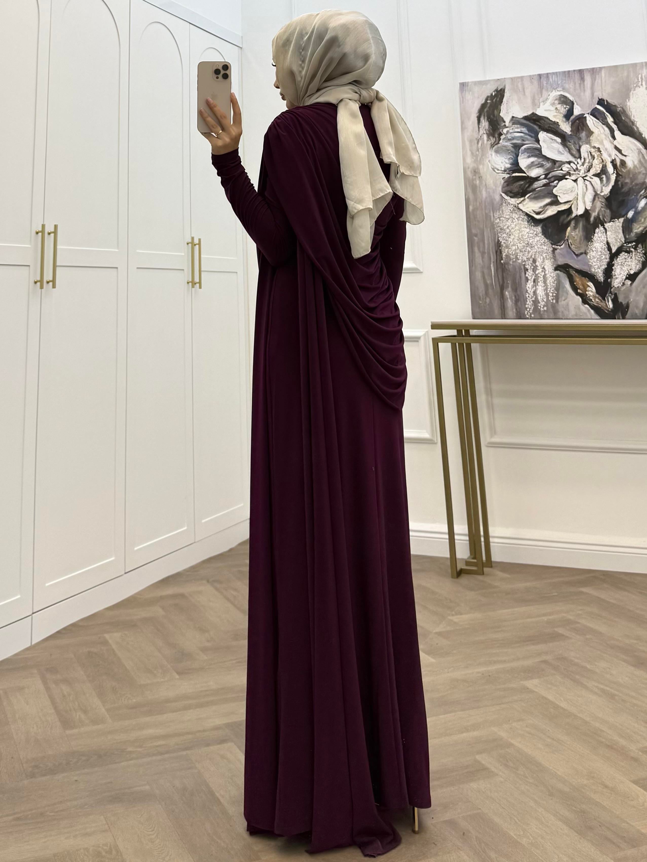 PELERİN DETAY SANDY ELBİSE BORDO