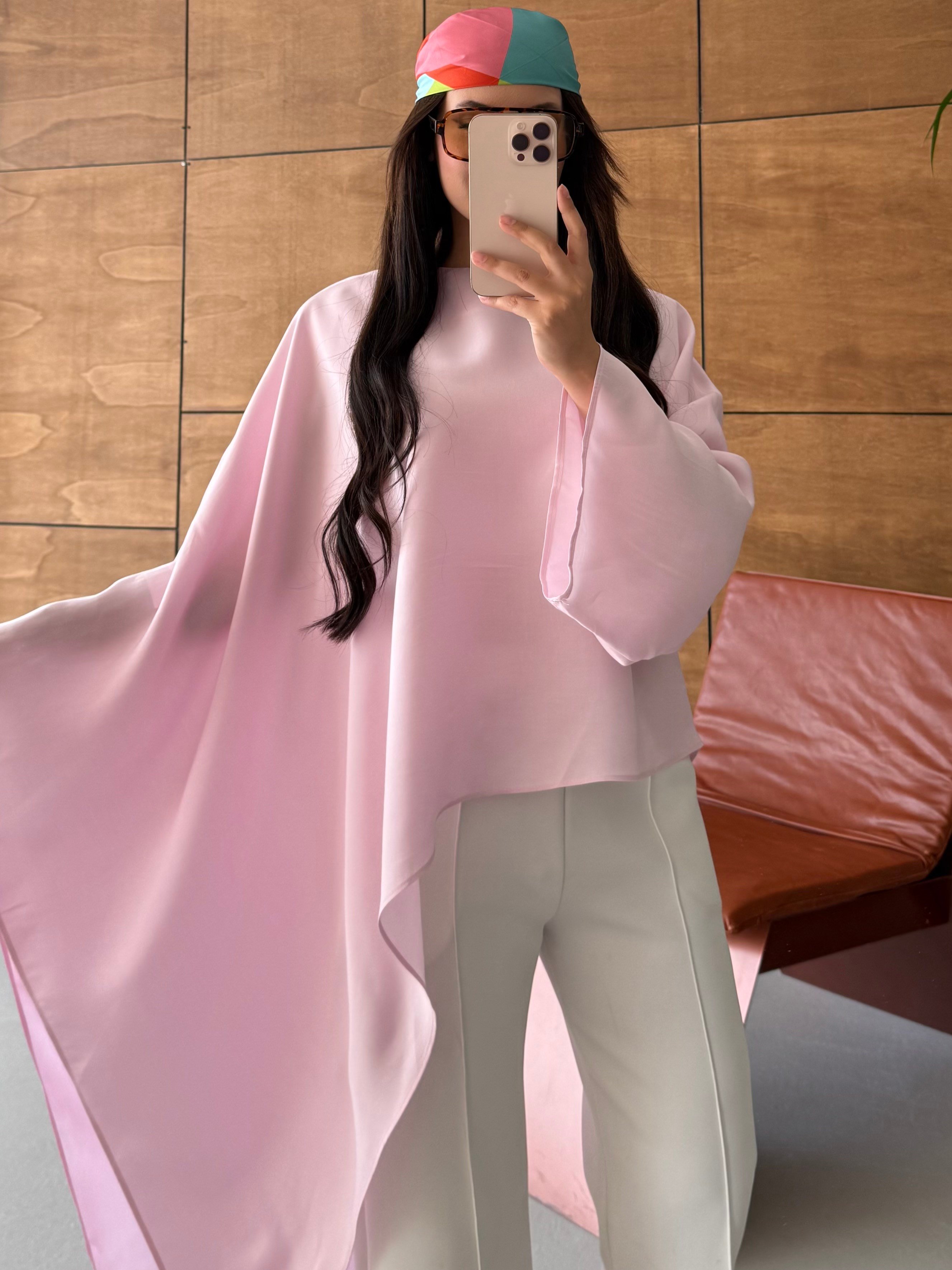 PELERİNLİ BLUZ PEMBE