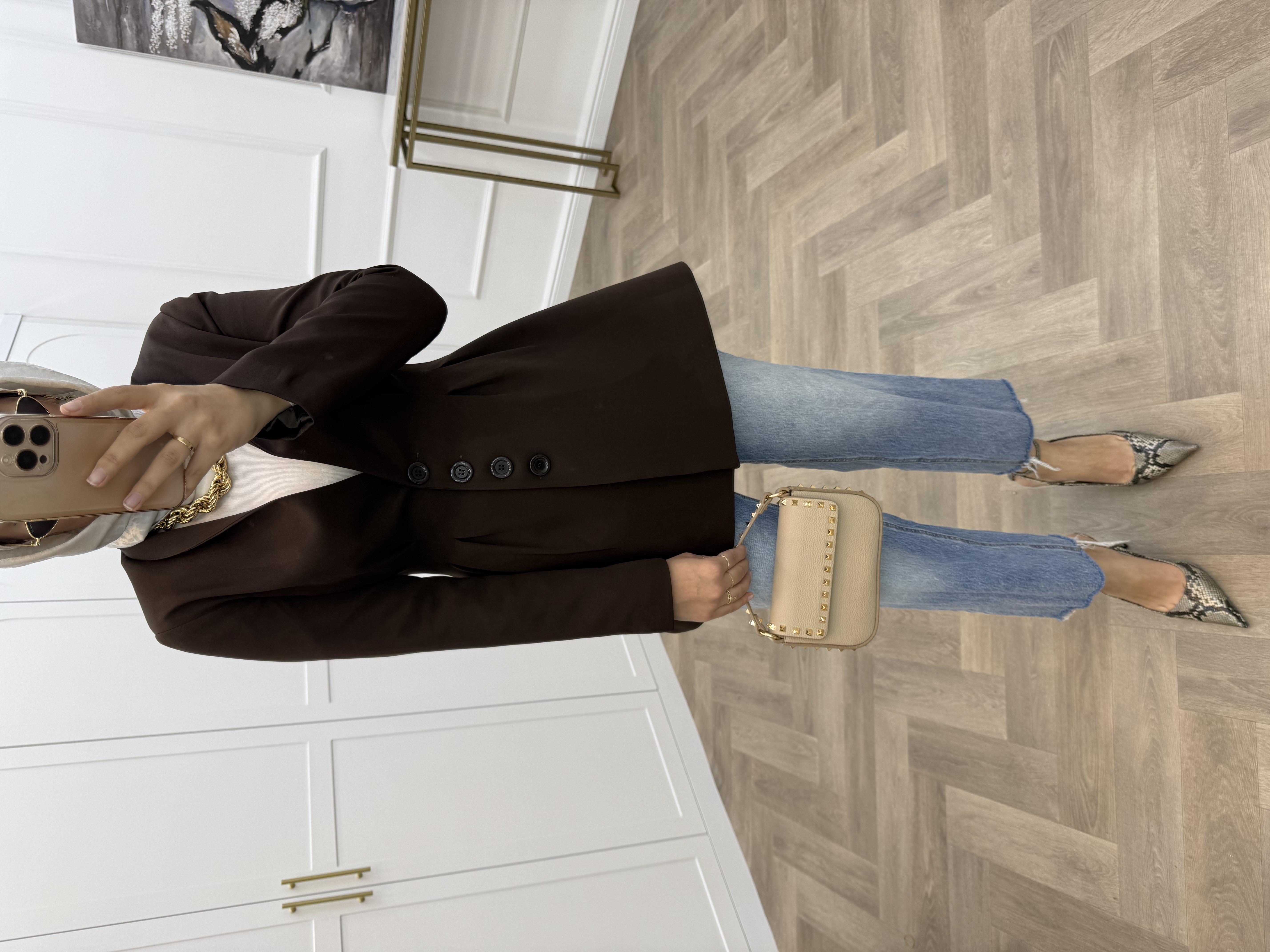 PENSLİ BLAZER CEKET KAHVE