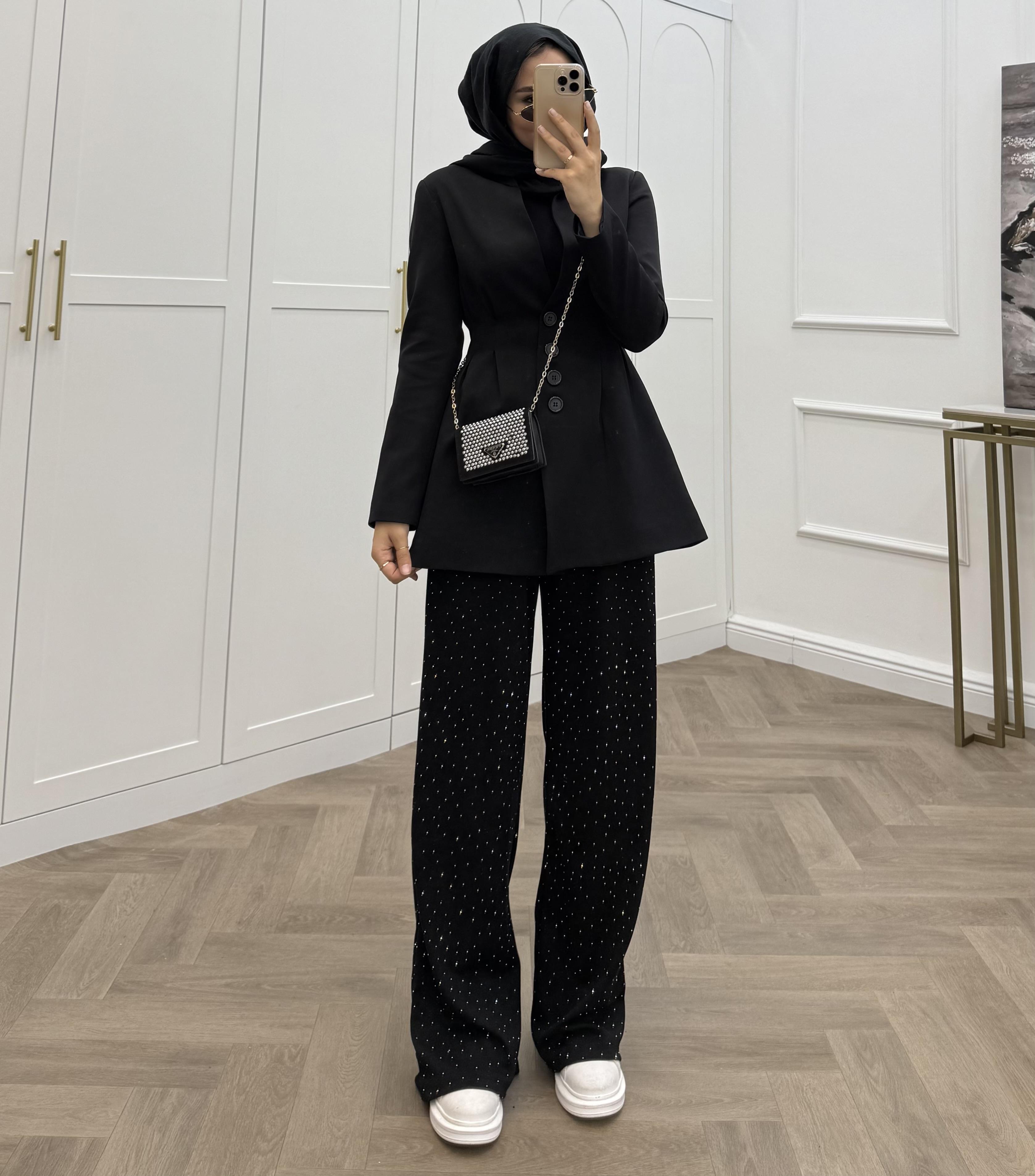 PENSLİ BLAZER CEKET SİYAH