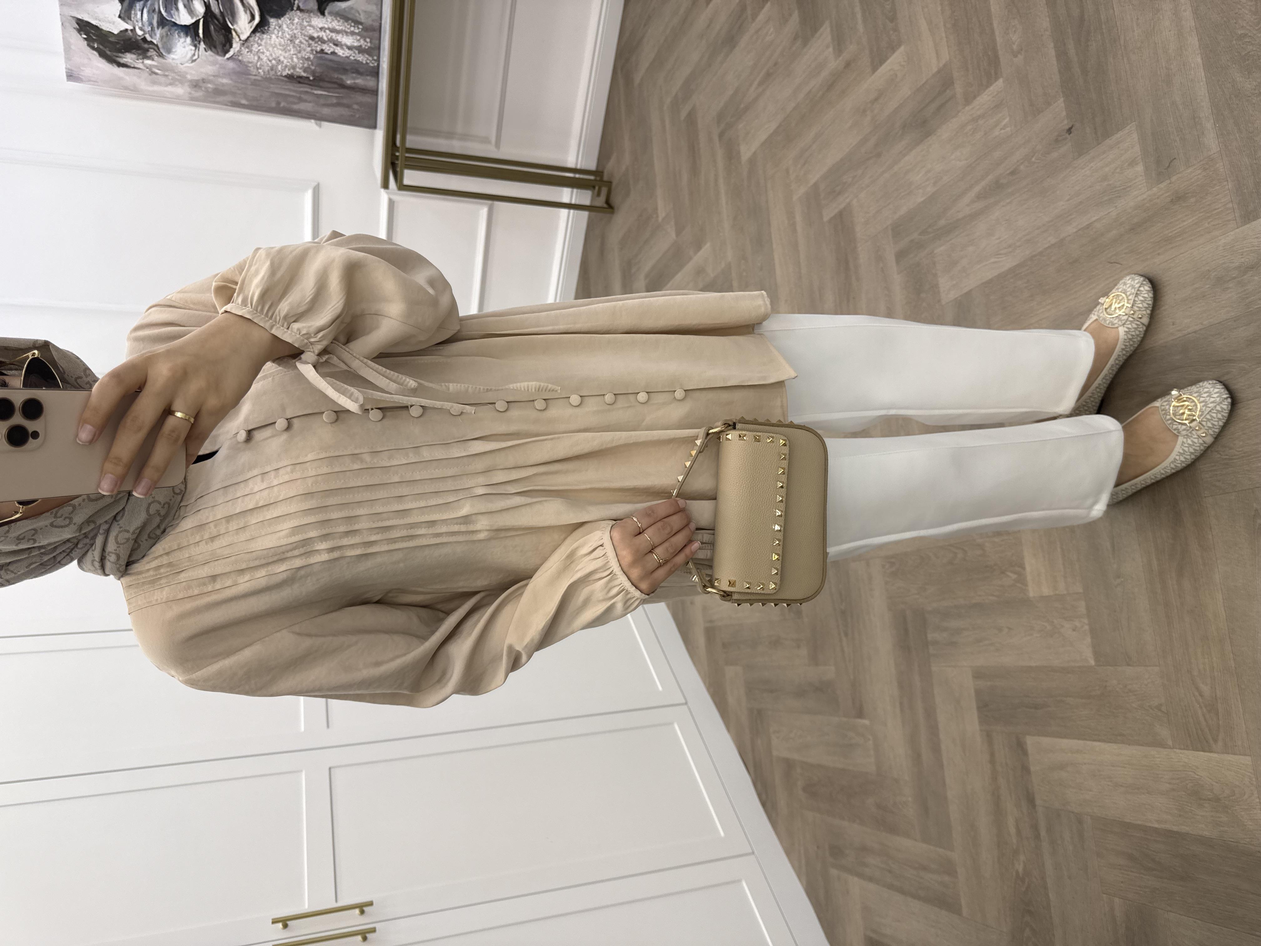 PENSLİ TENSEL TUNİK BEJ