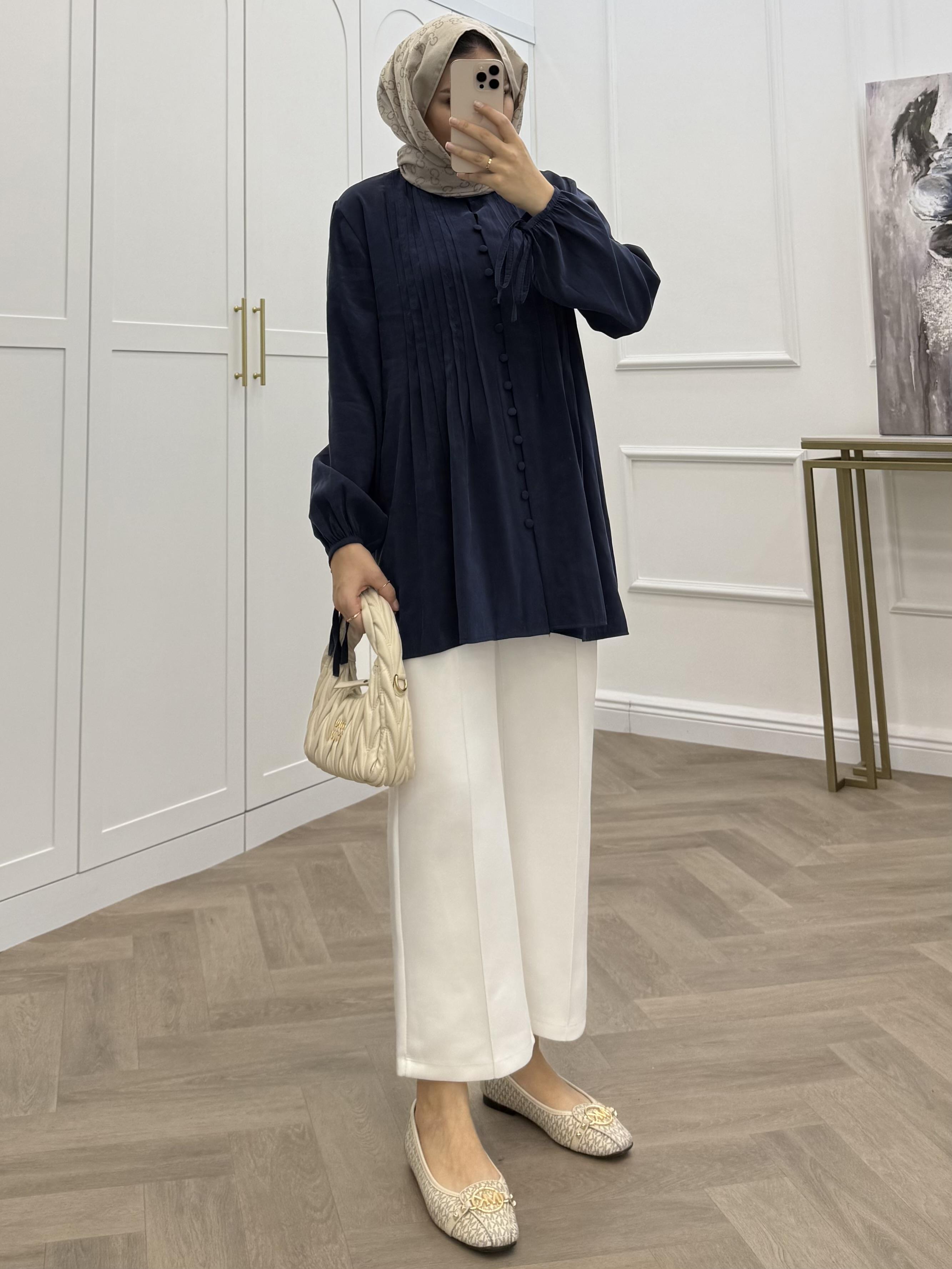 PENSLİ TENSEL TUNİK LACİVERT