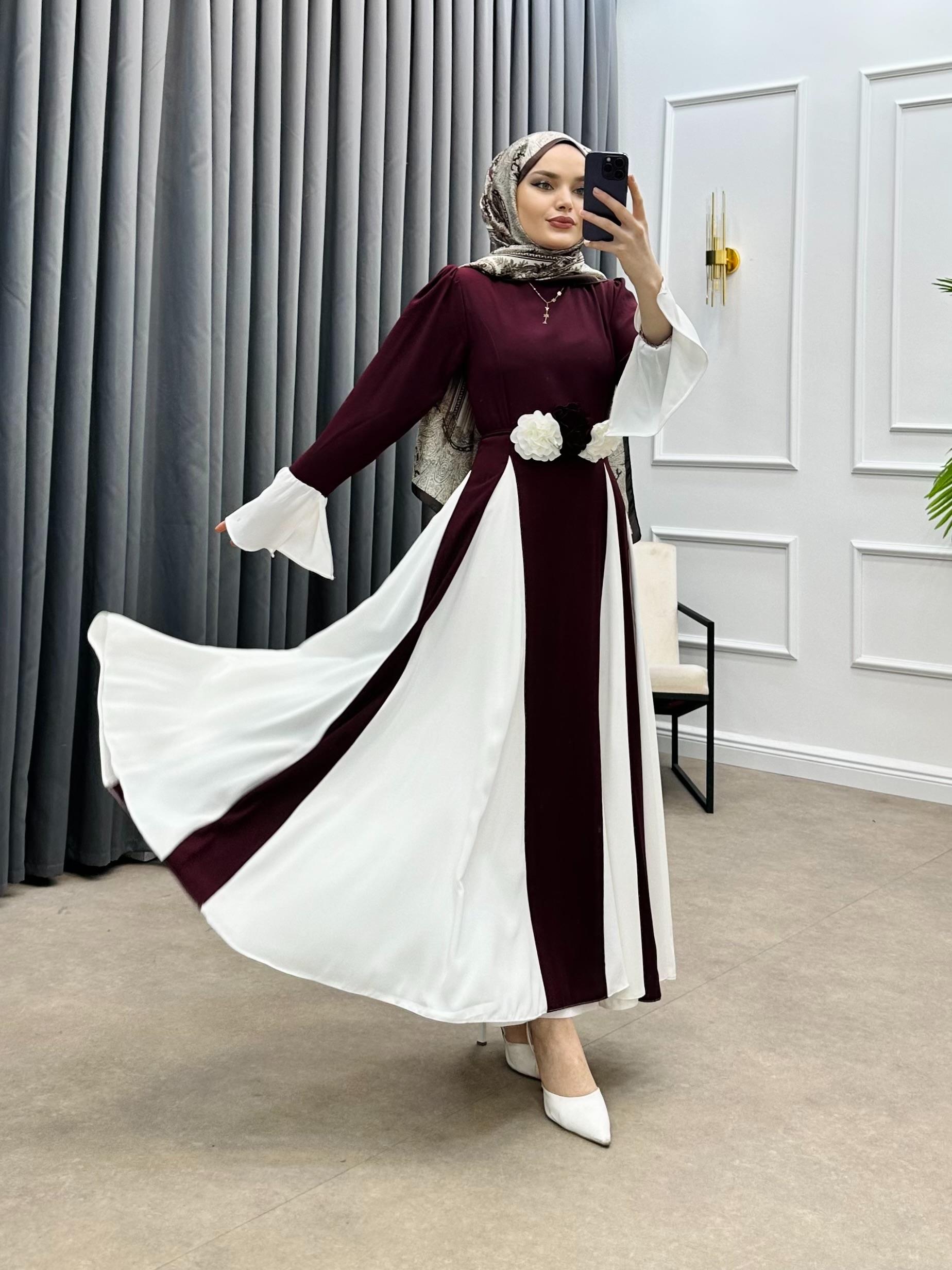 POLYANNA KREP ELBİSE BORDO