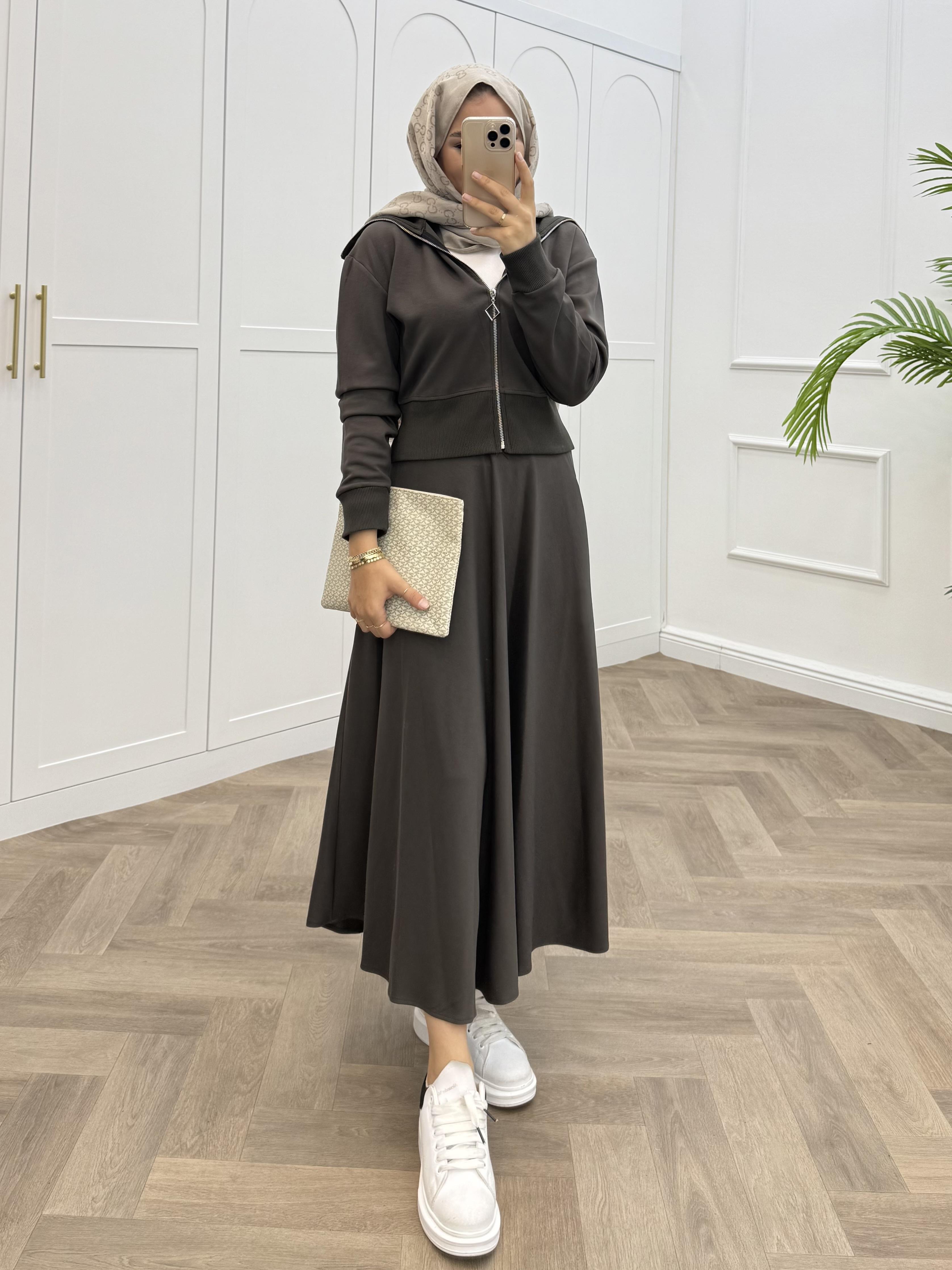 RİBANALI ETEKLİ TAKIM KOYU HAKİ