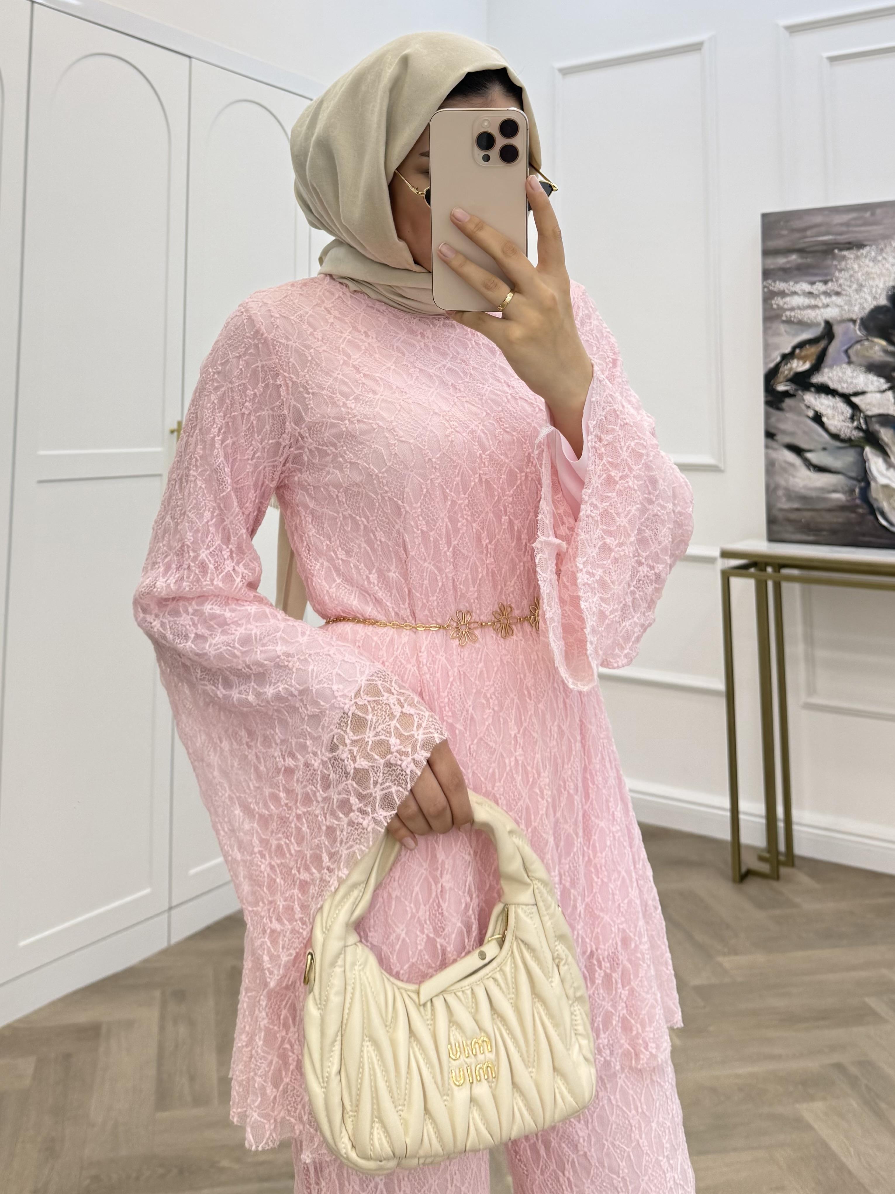 RÜYA DANTEL TAKIM PEMBE 