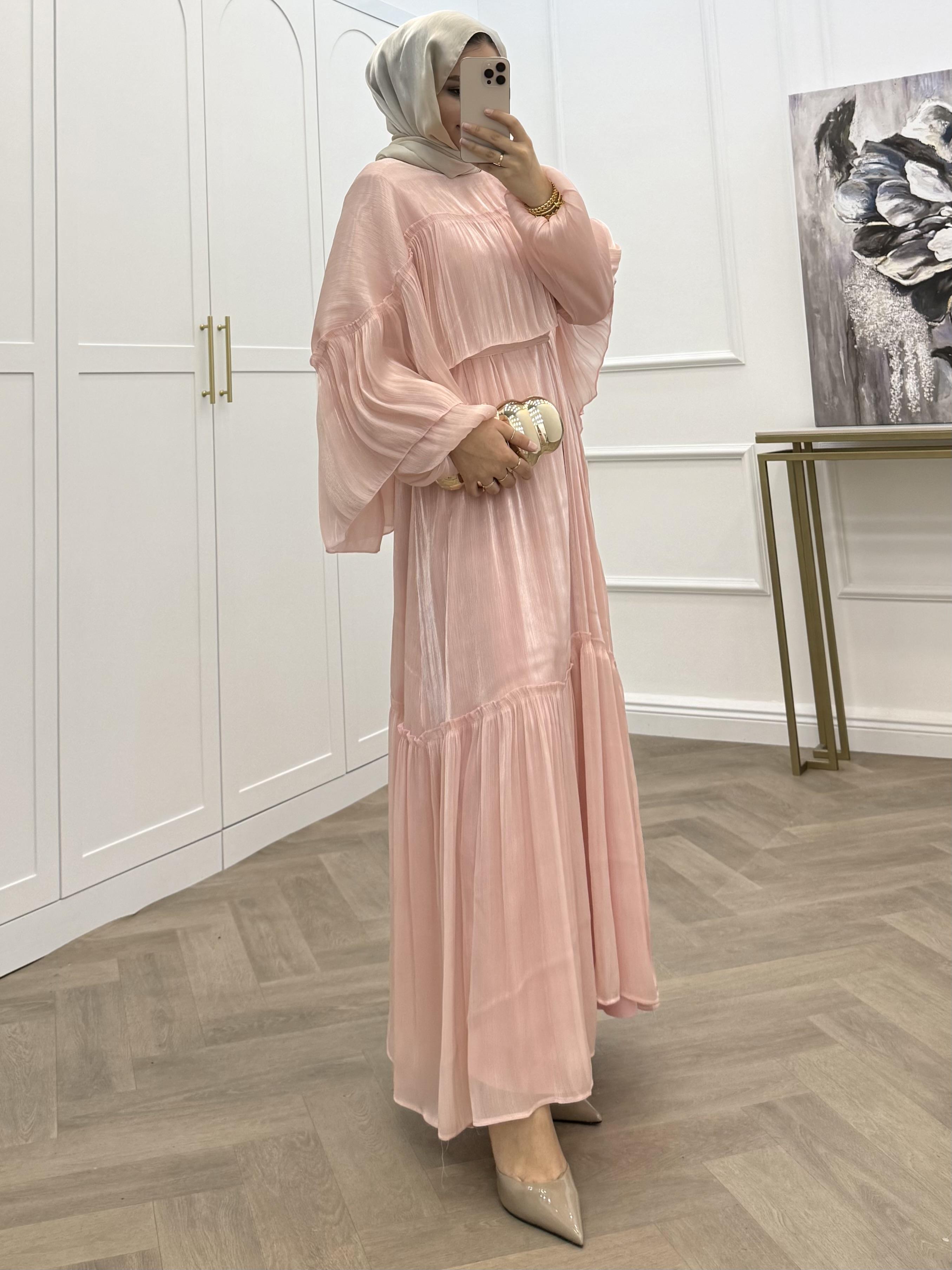 SAFA ORGANZE ELBİSE PEMBE