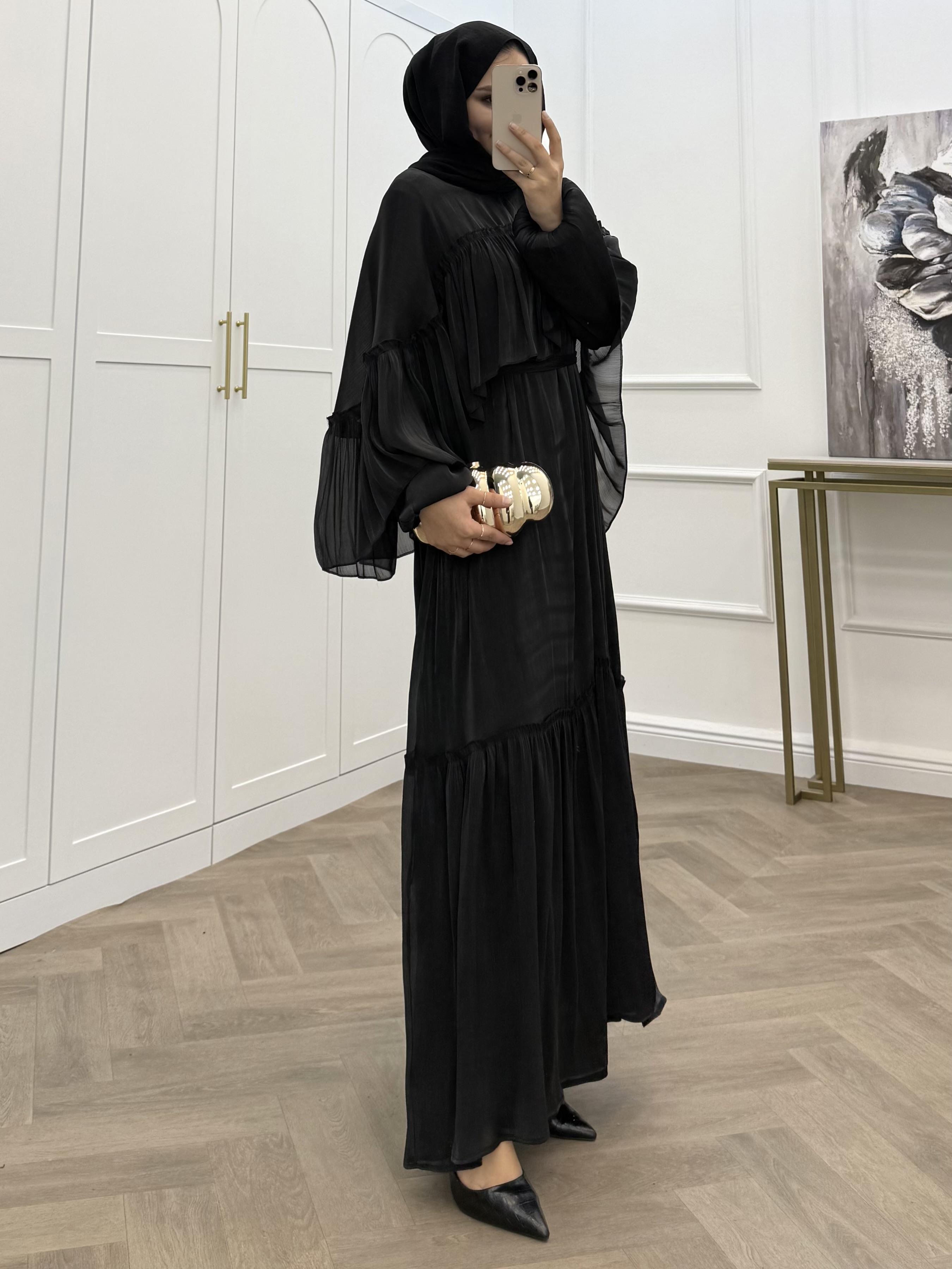 SAFA ORGANZE ELBİSE SİYAH