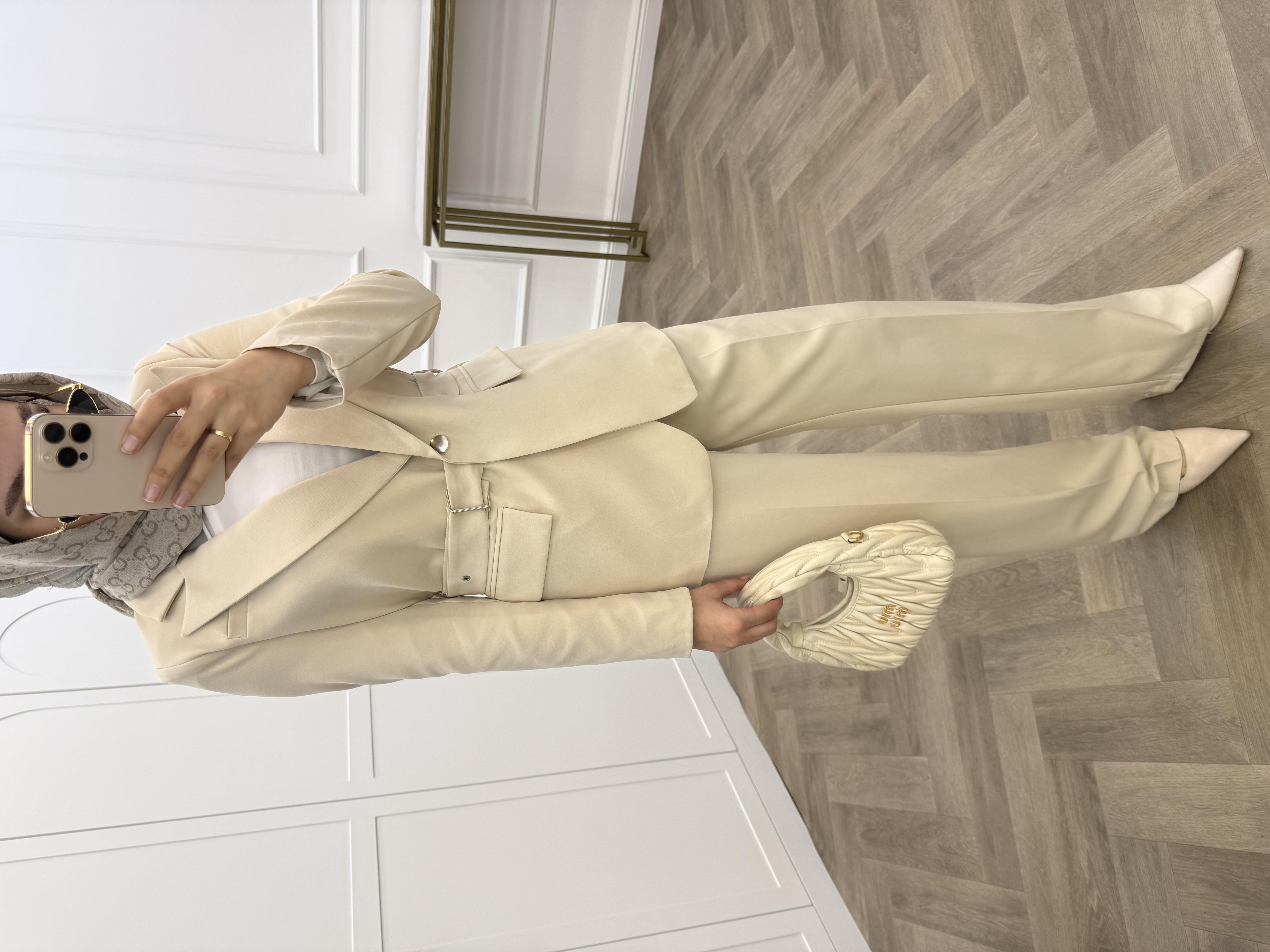 SAGA CEKETLİ PANTOLONLU TAKIM BEJ