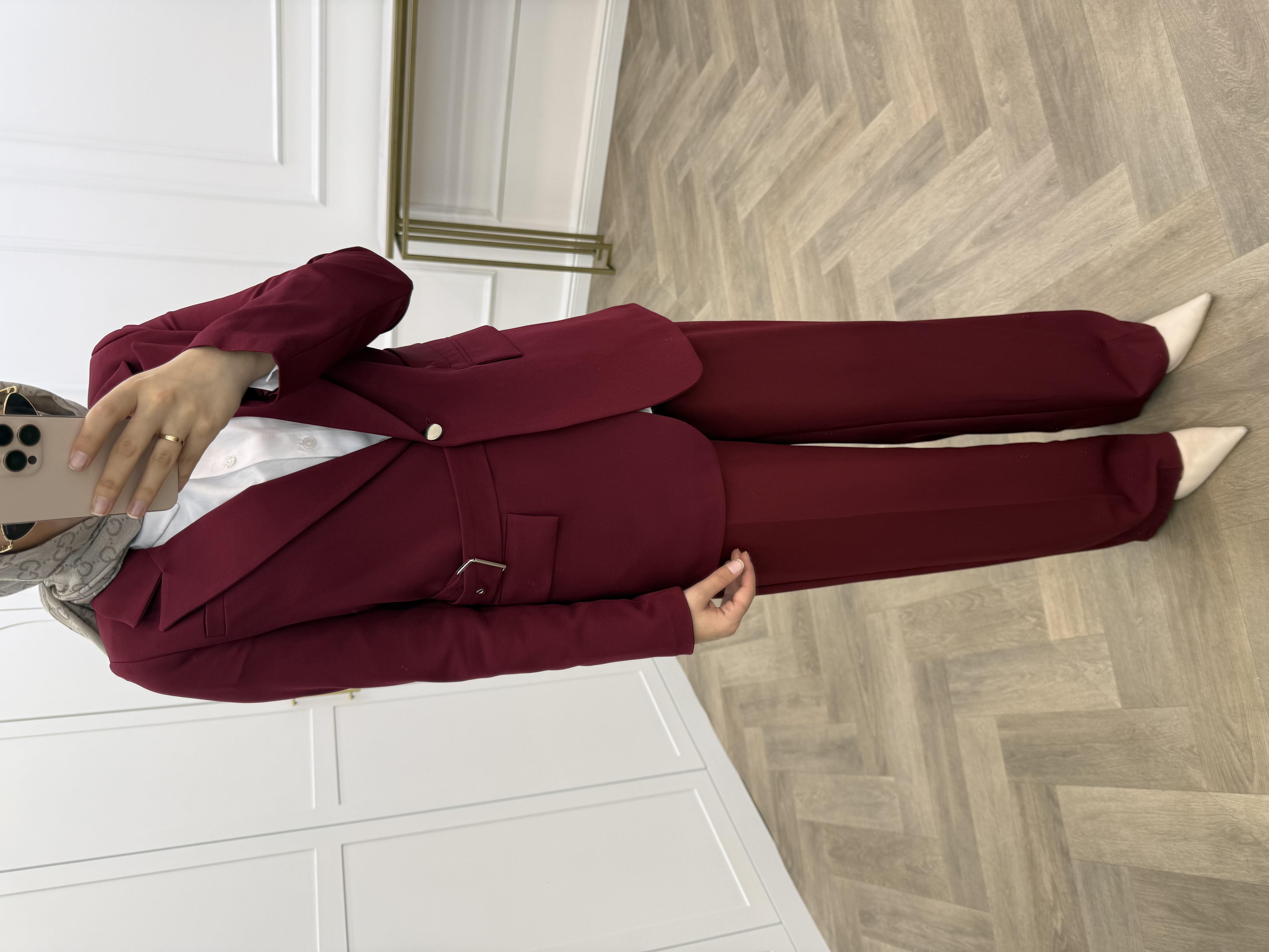 SAGA CEKETLİ PANTOLONLU TAKIM BORDO