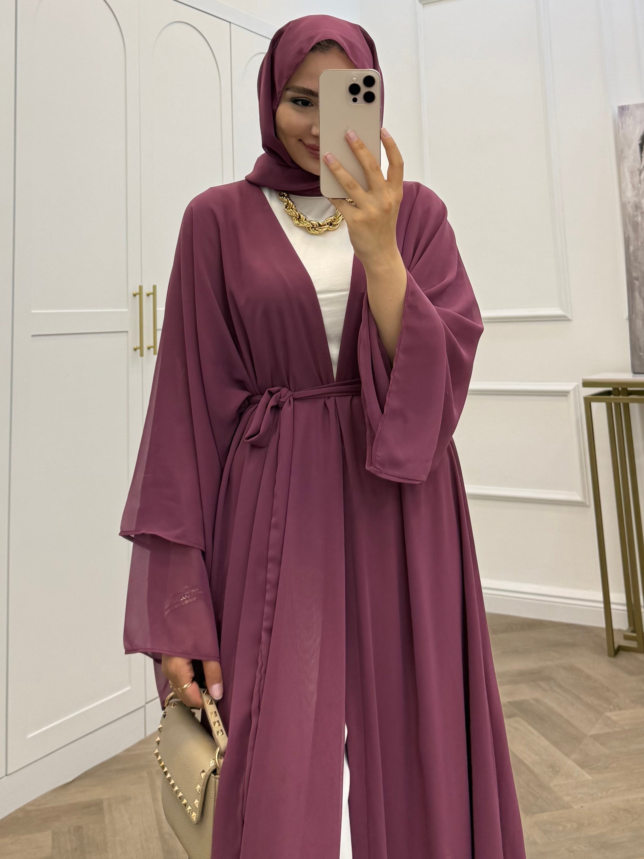 ŞAL DAHİL ŞİFON ABAYA GÜL KURUSU