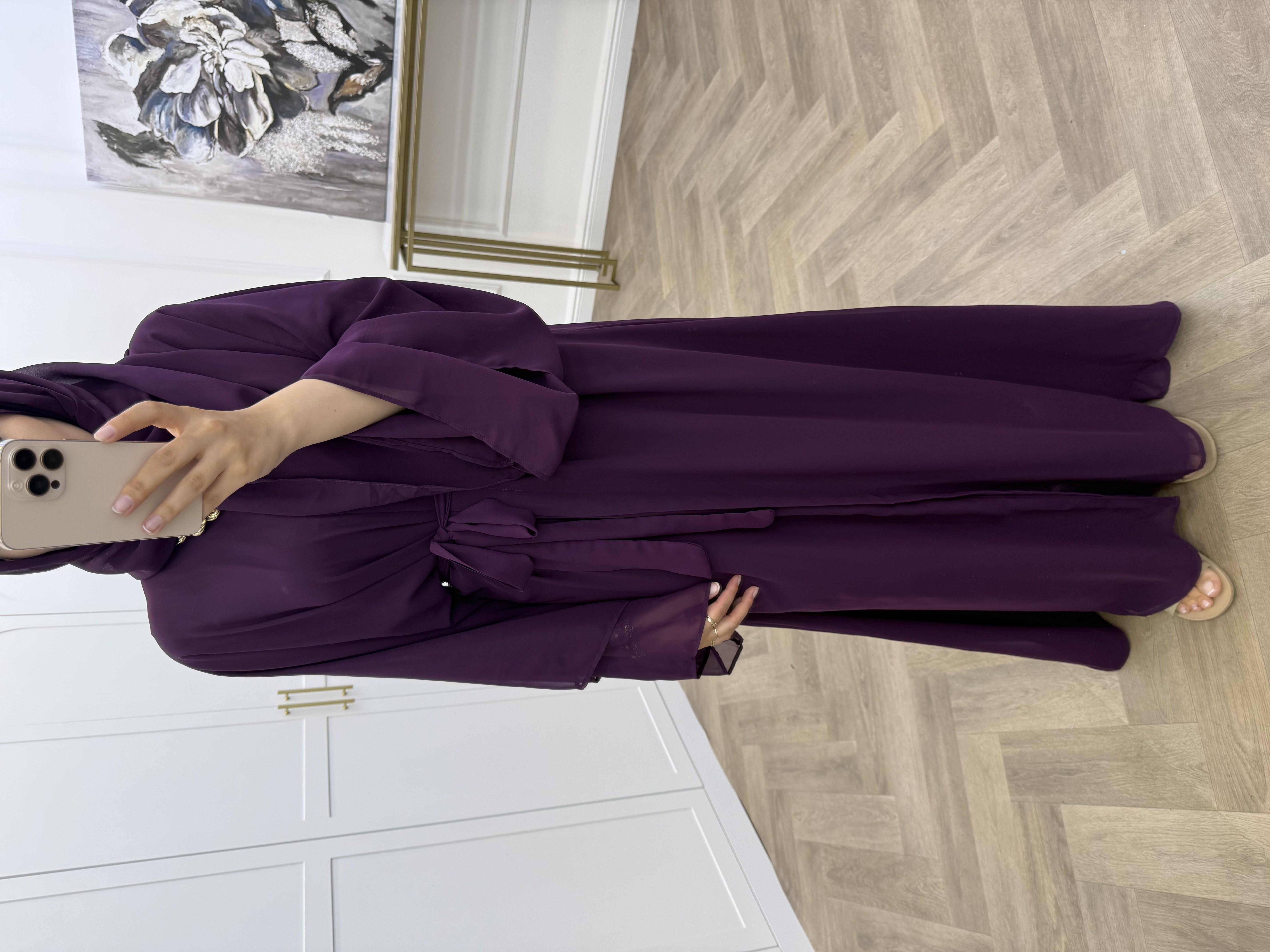 ŞAL DAHİL ŞİFON ABAYA MOR