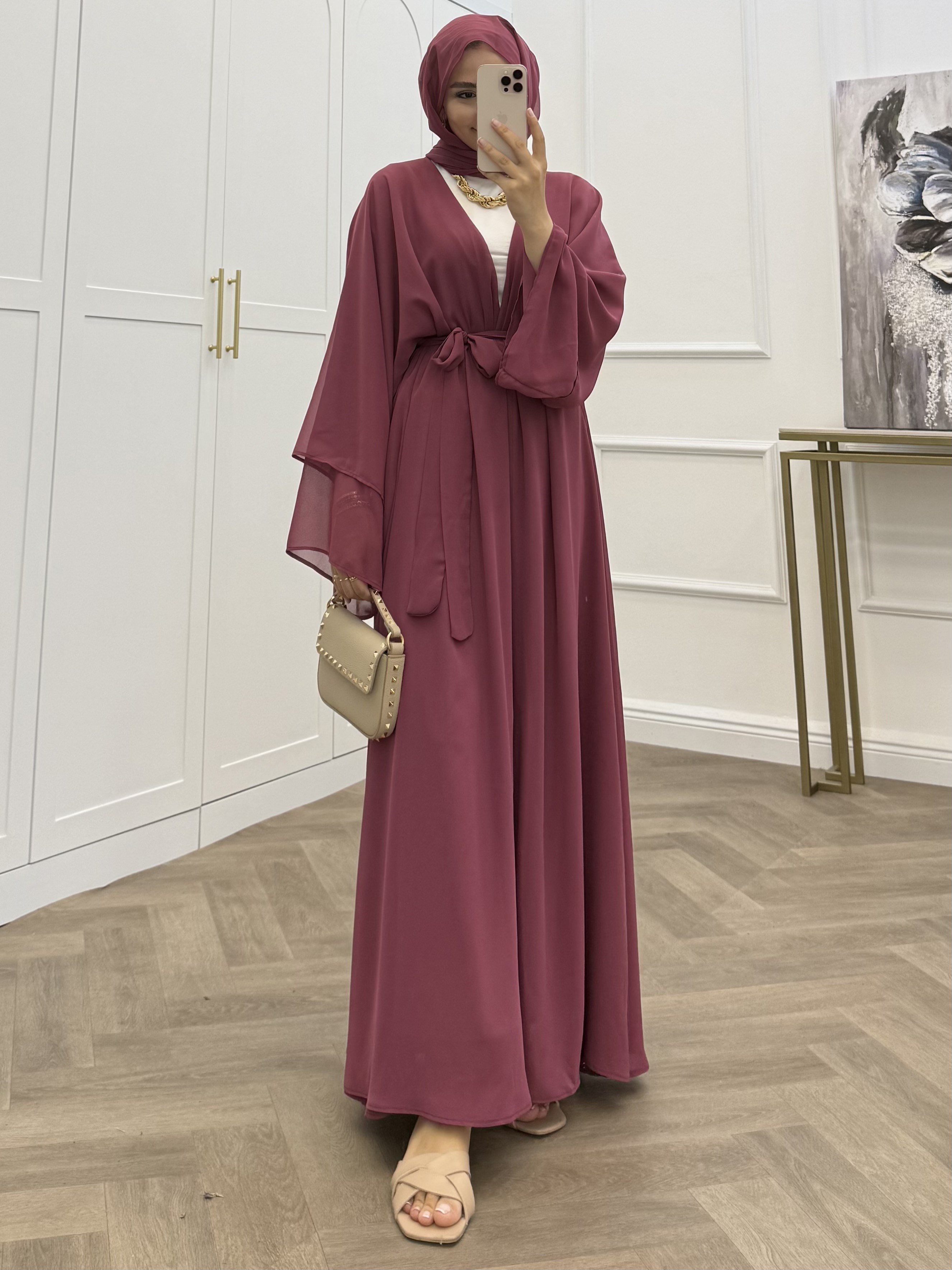 ŞAL DAHİL ŞİFON ABAYA PUDRA