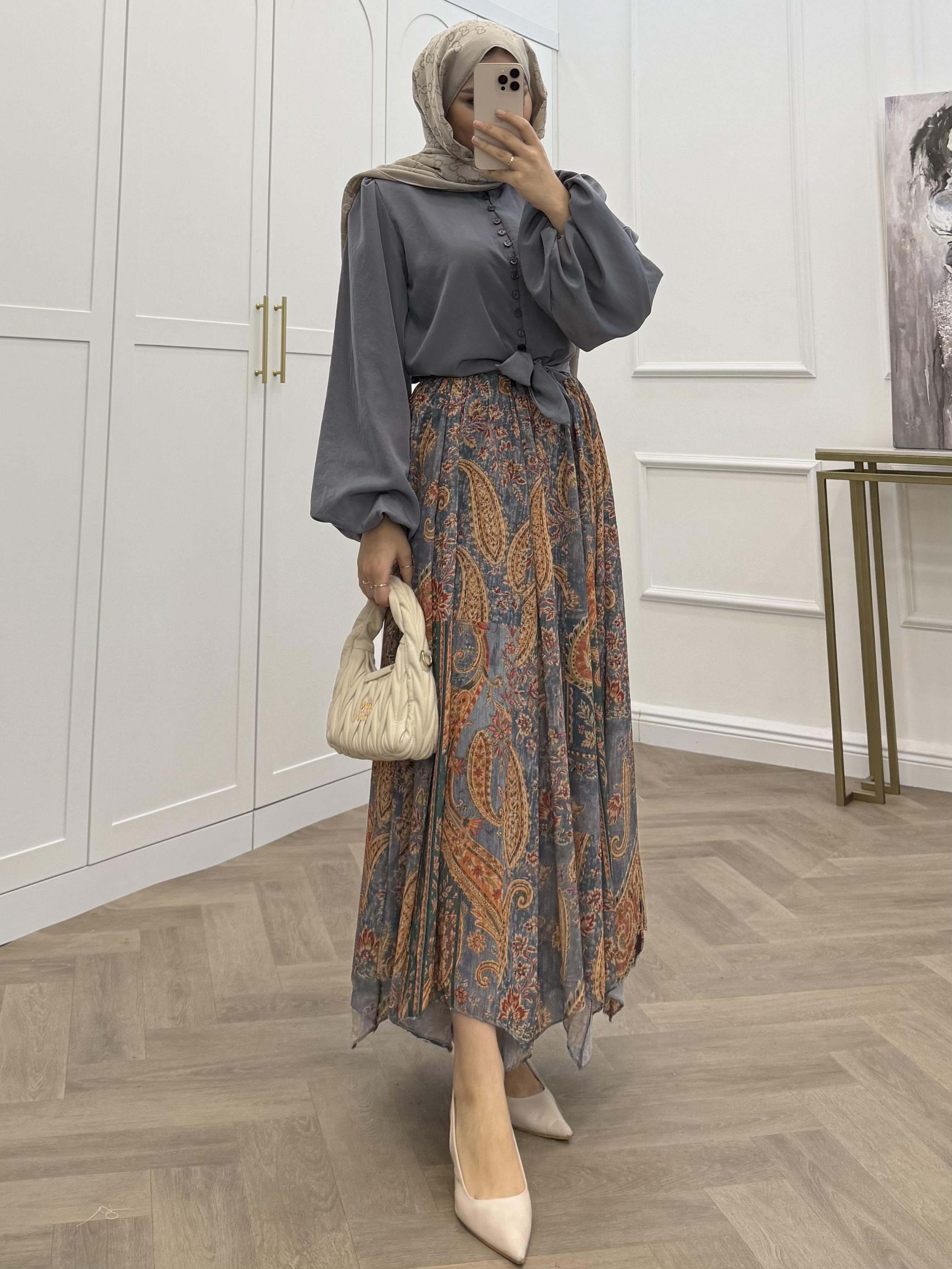 ŞAL DESEN KRAŞ ETEK GRİ