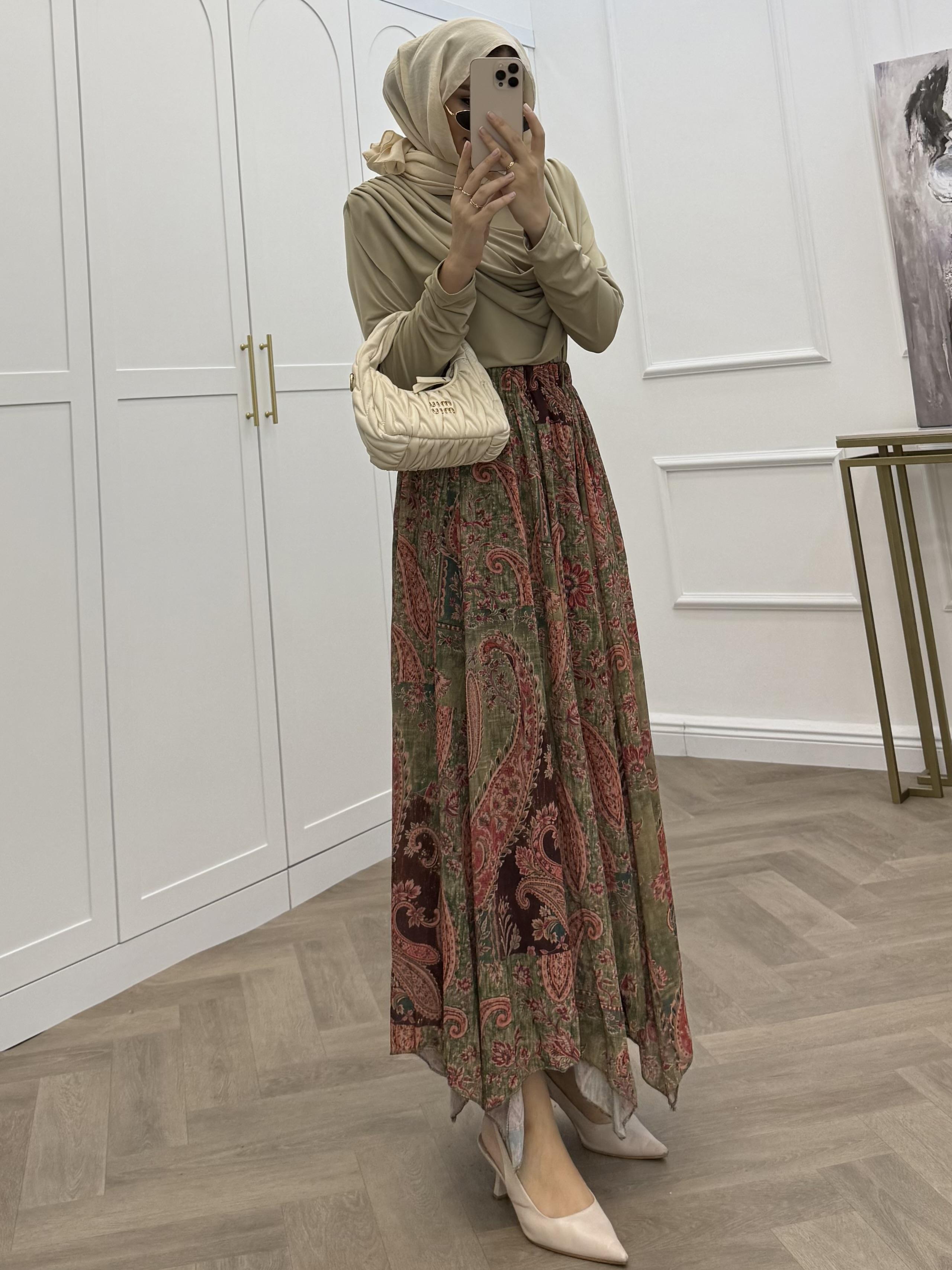 ŞAL DESEN KRAŞ ETEK HAKİ