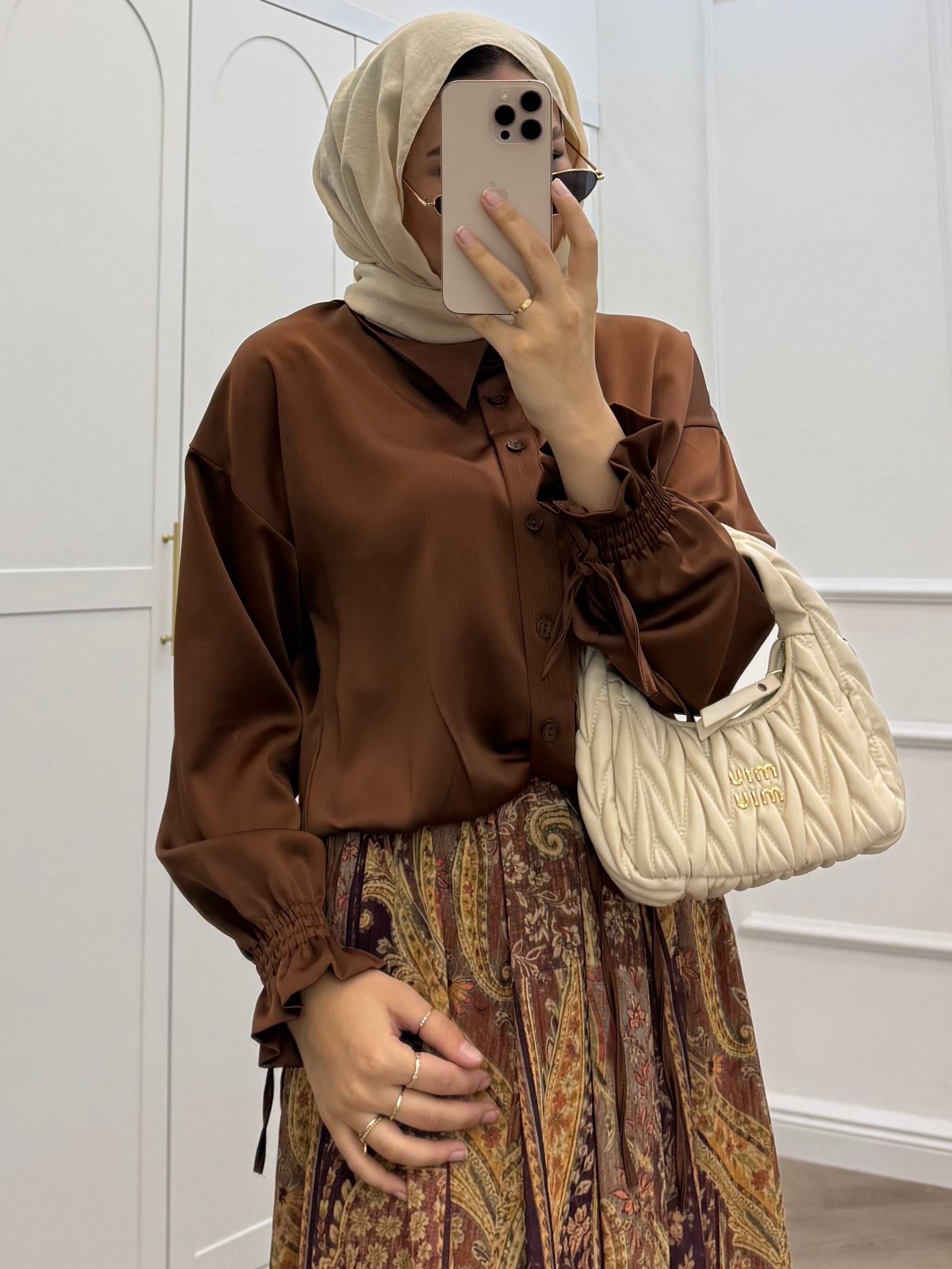 ŞAL DESEN KRAŞ ETEK KAHVE