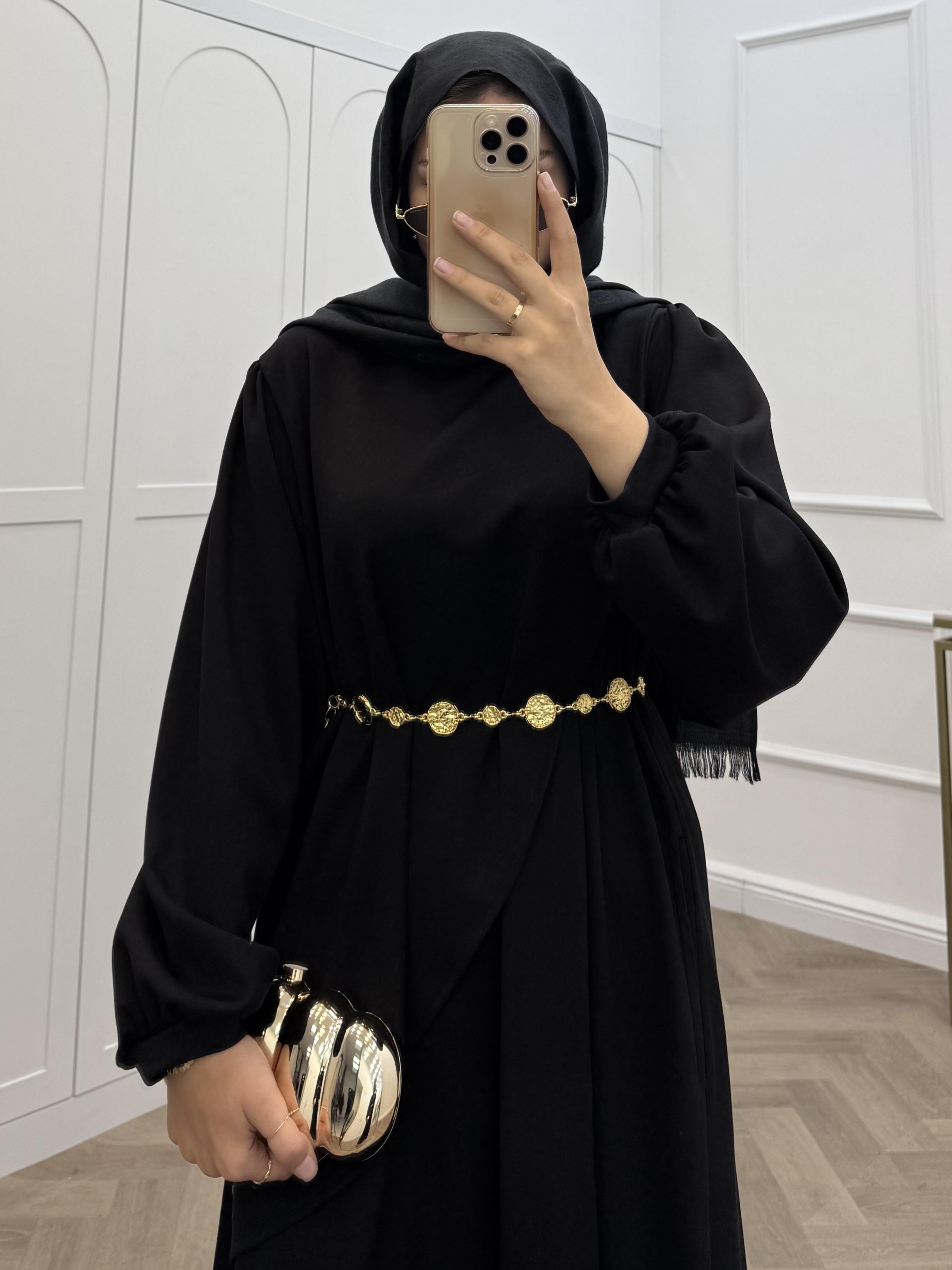 ŞAL DETAY OYSHO ELBİSE SİYAH 