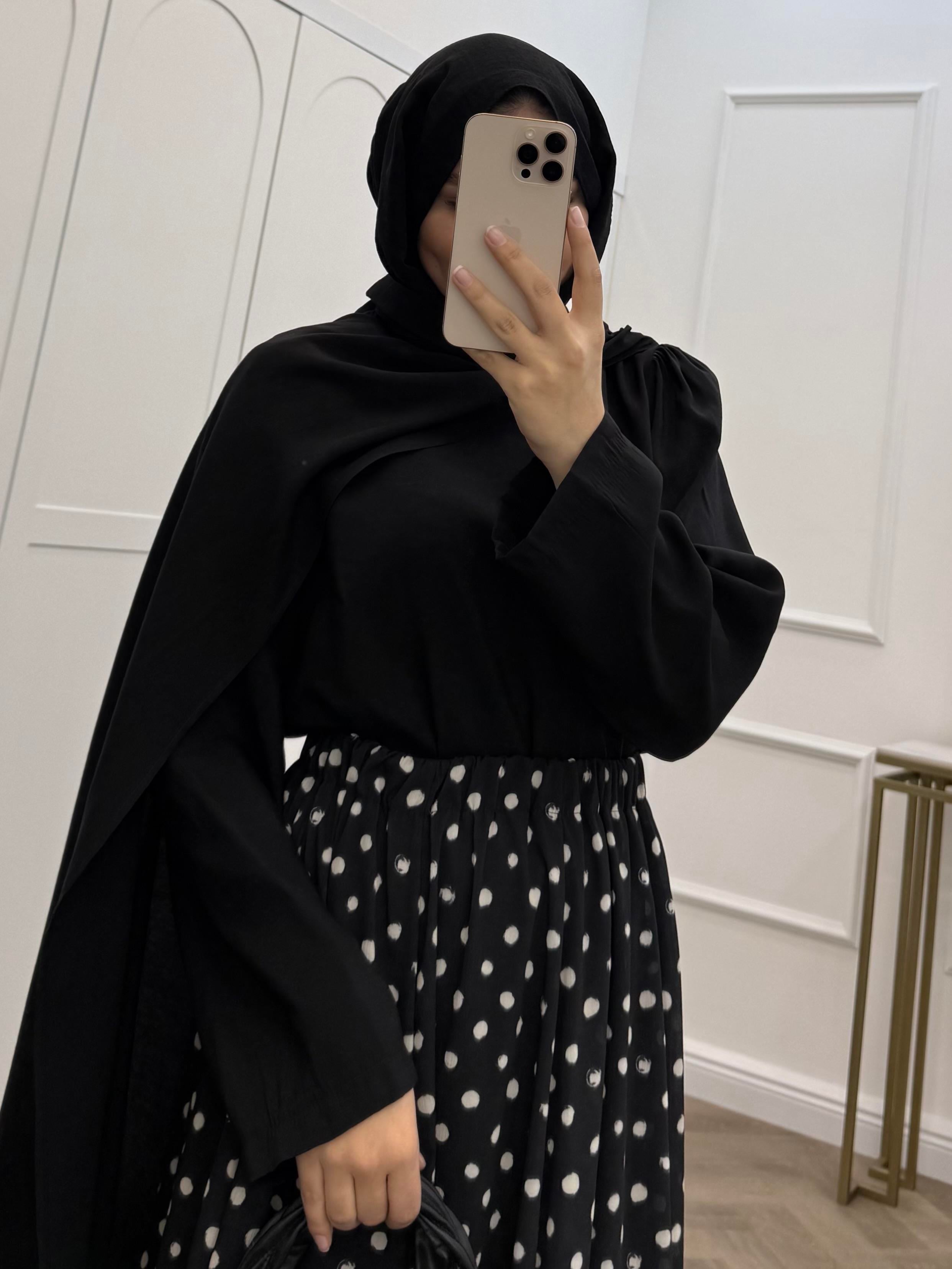 ŞAL DETAY POPLİN BLUZ SİYAH