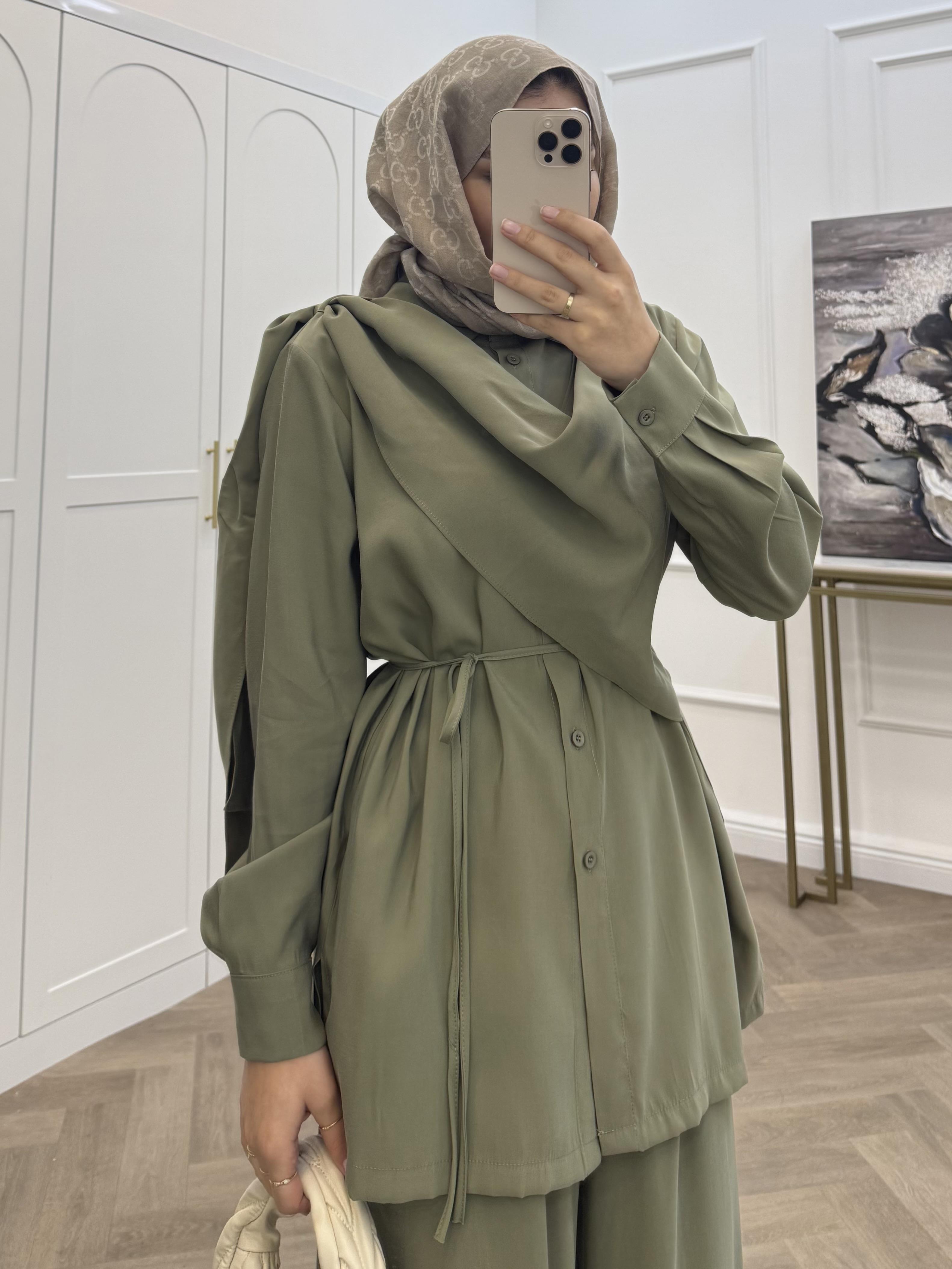 ŞAL DETAYLI MODAL TAKIM YEŞİL 