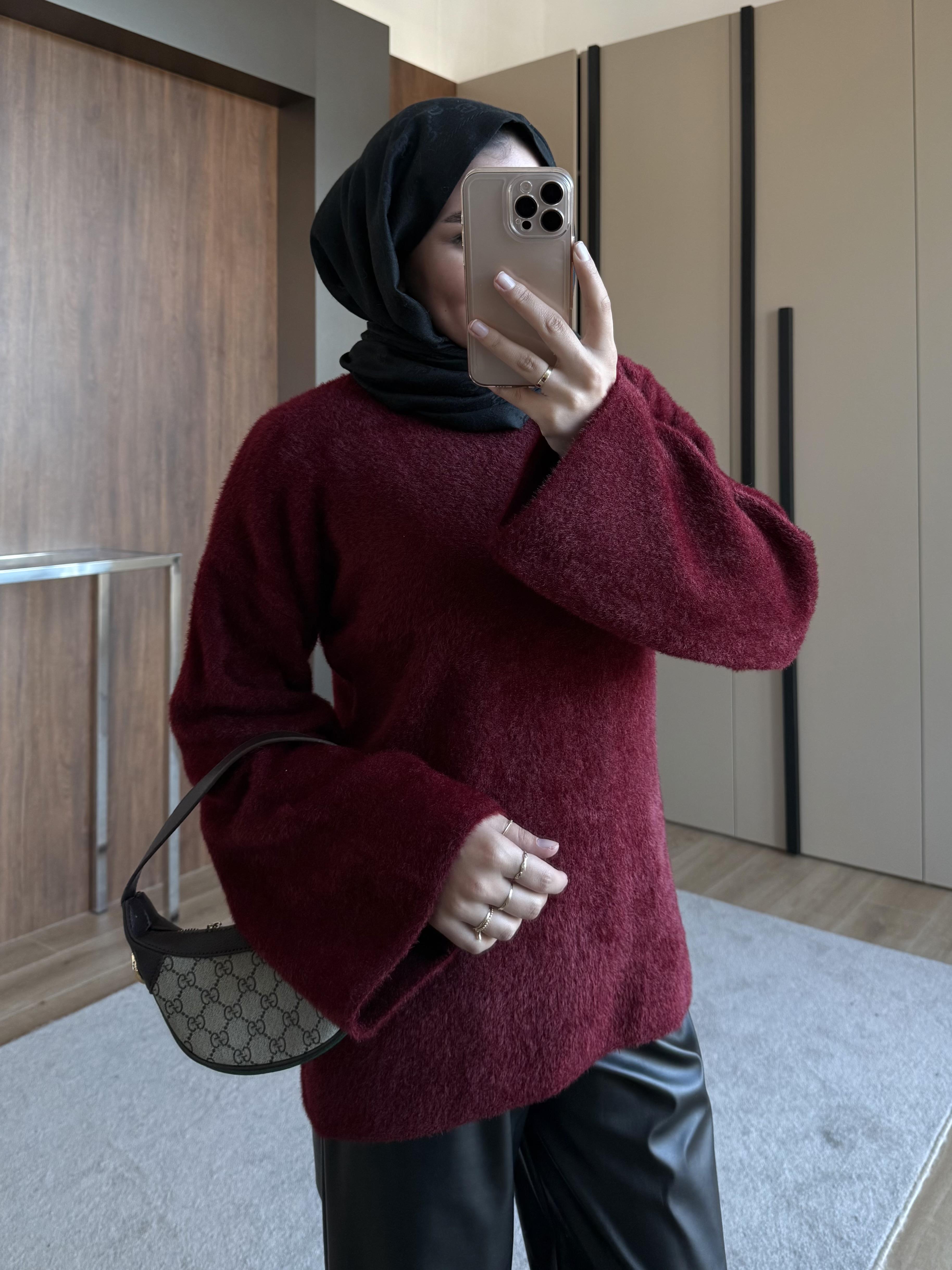 SALAŞ KOL YOMUŞ BLUZ BORDO