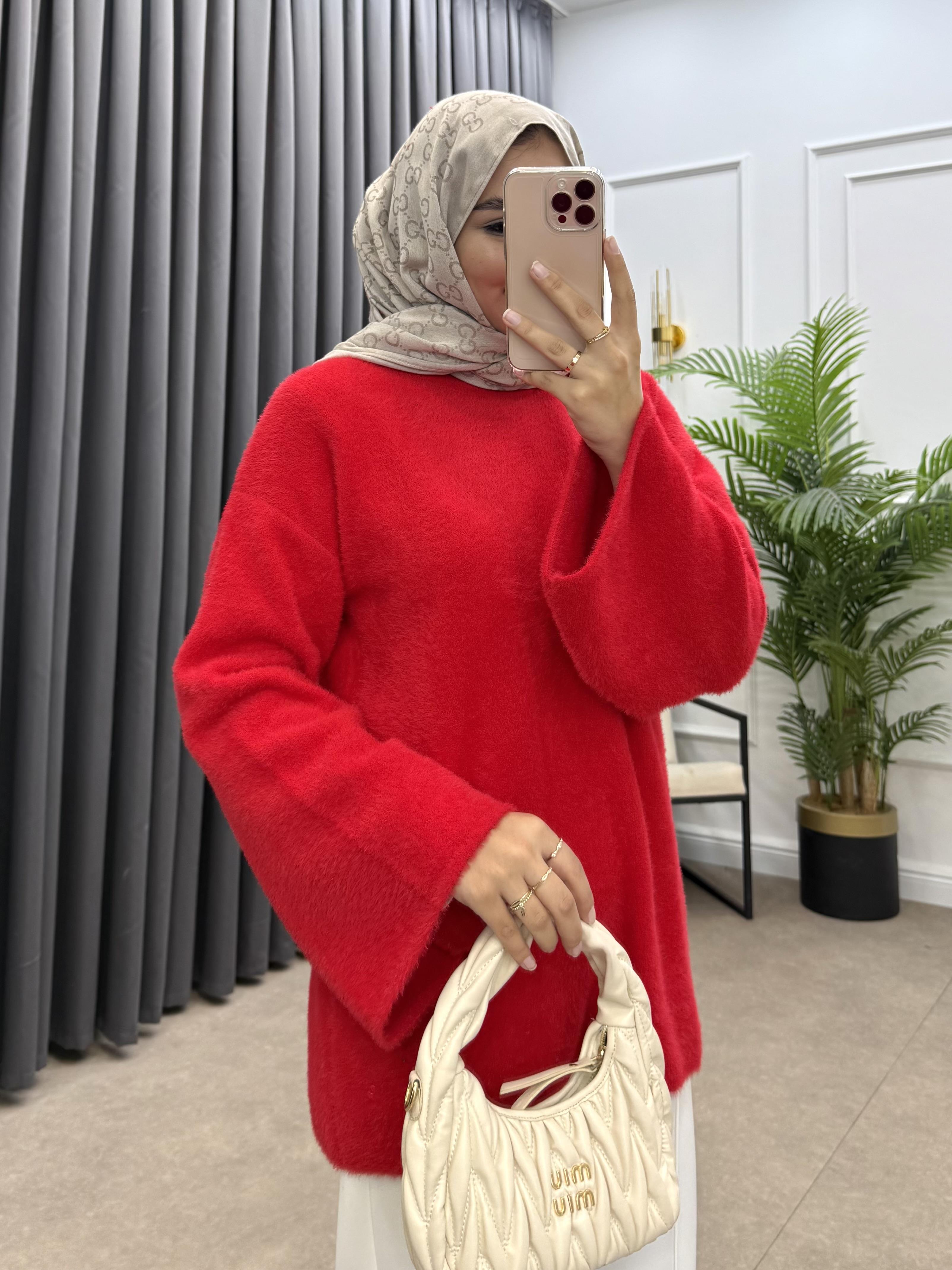 SALAŞ KOL YOMUŞ BLUZ KIRMIZI