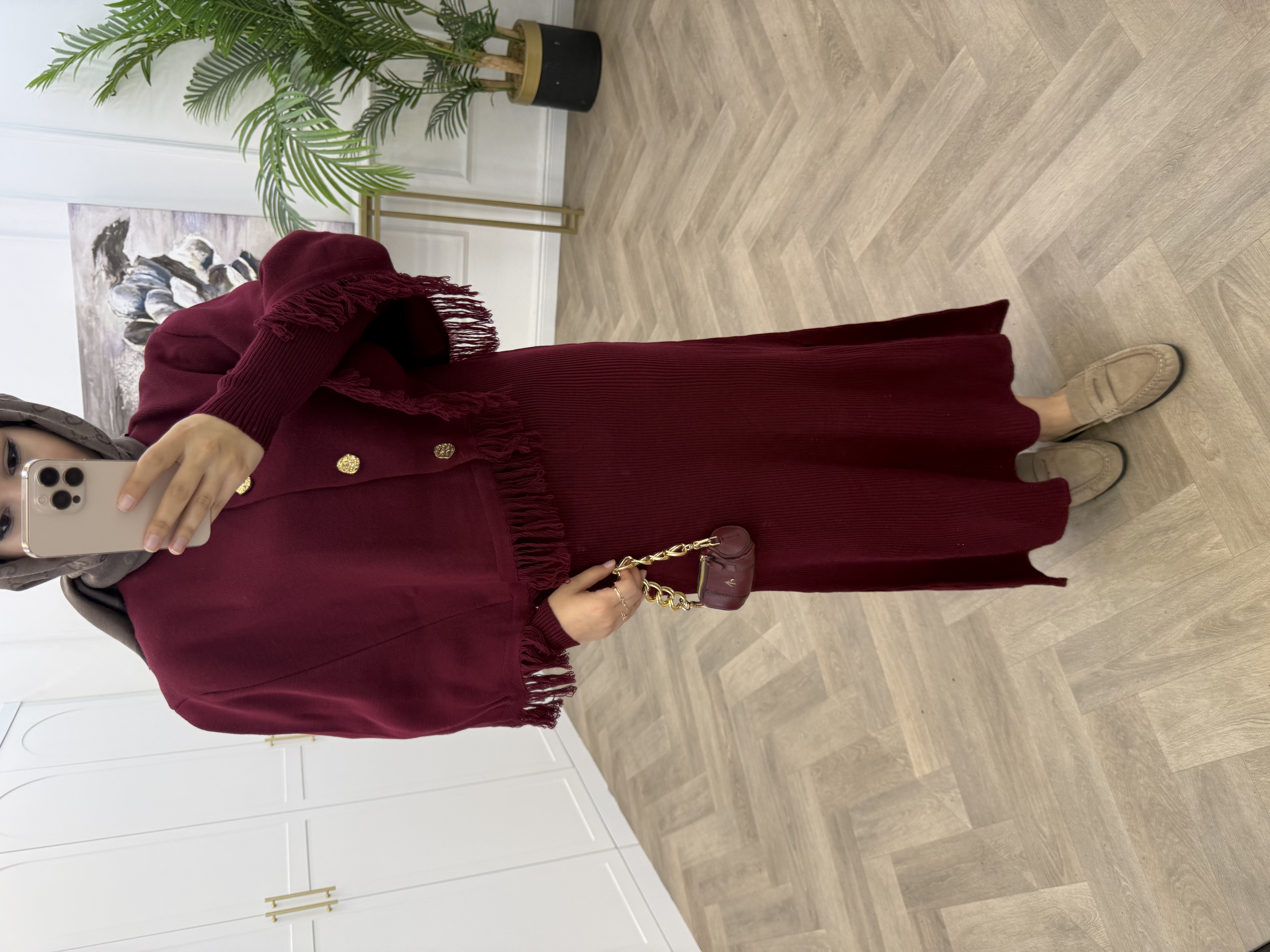 SALDA CEKETLİ TRİKO TAKIM BORDO