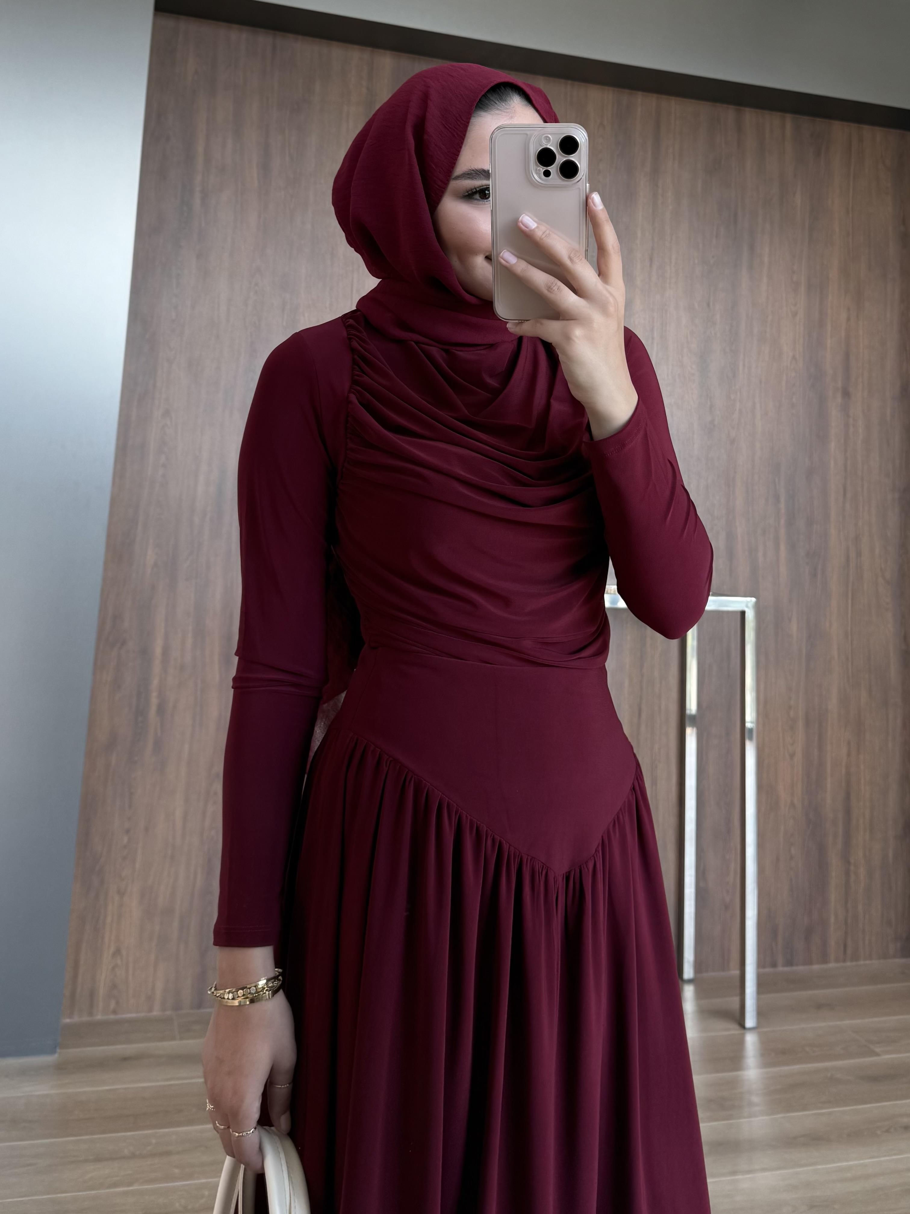 SANDY ETEKLİ TAKIM BORDO