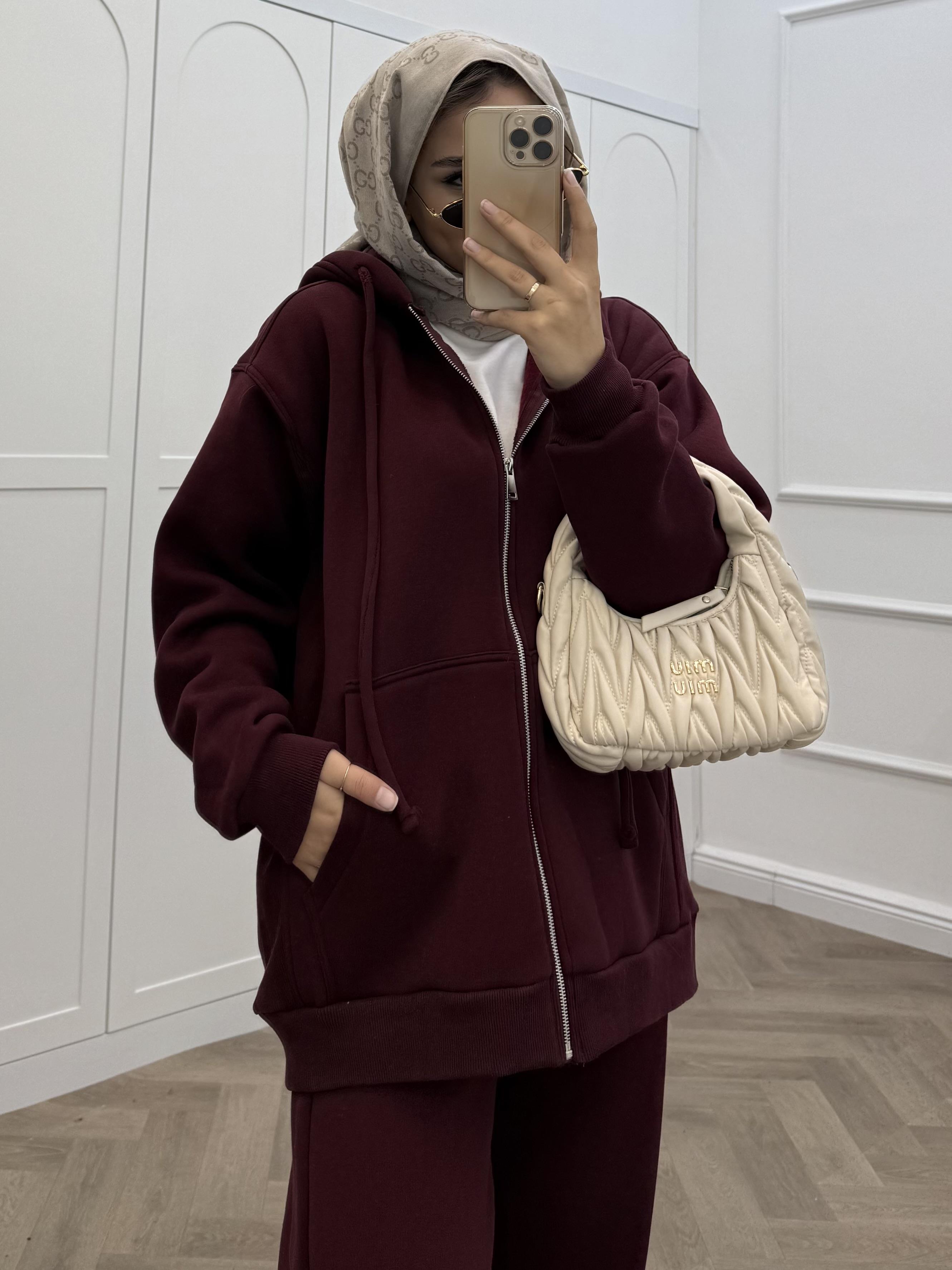 ŞARDONLU FERMUARLI TAKIM BORDO