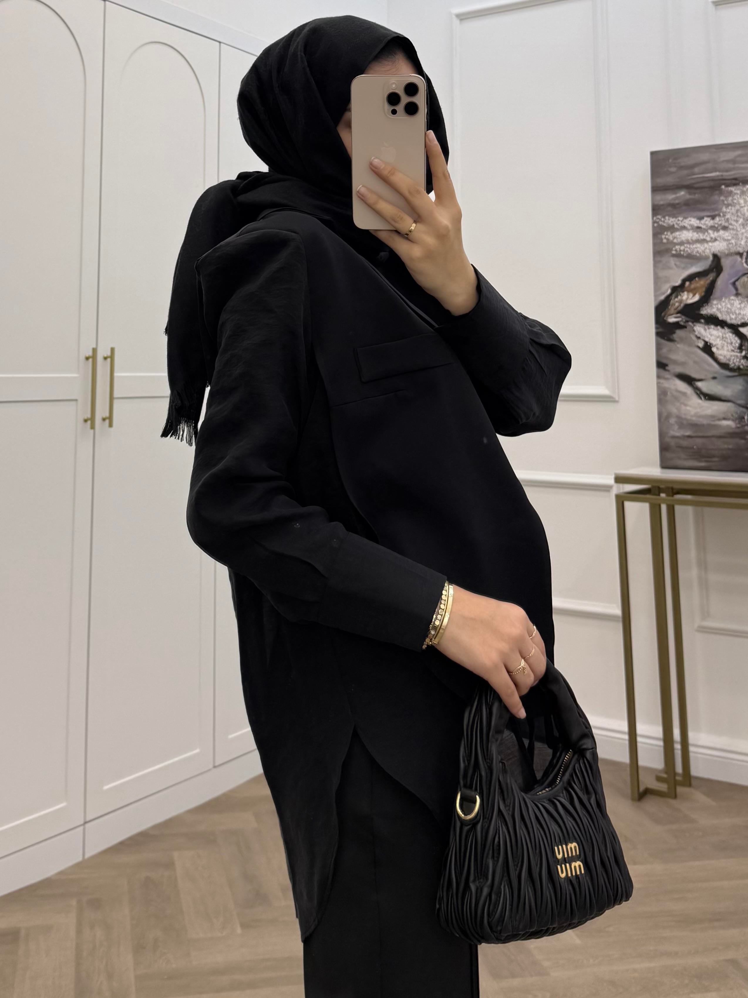 ŞİFON DETAYLI CEKET SİYAH