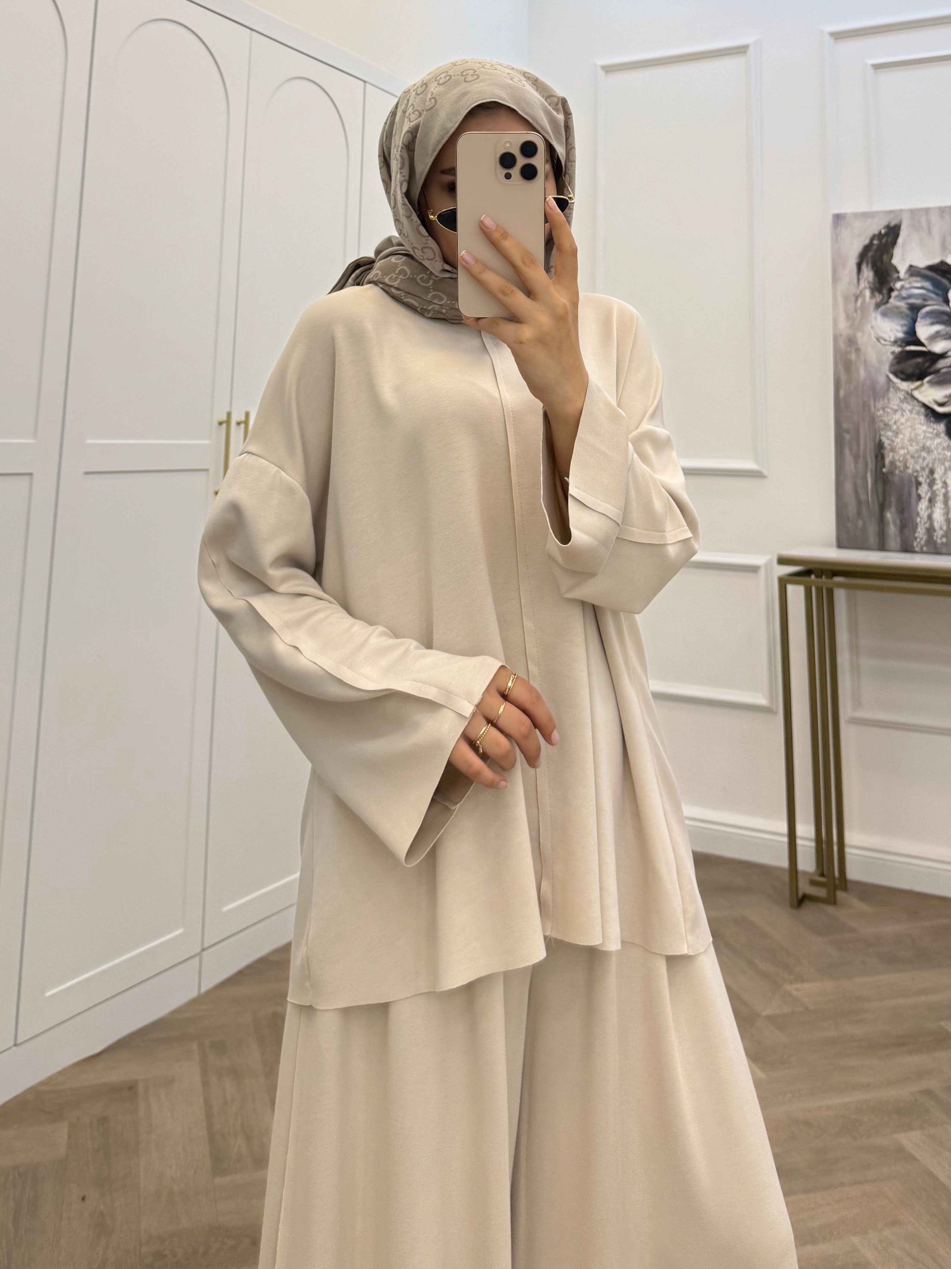 SOFT TOUCH PANTOLONLU TAKIM EKRU