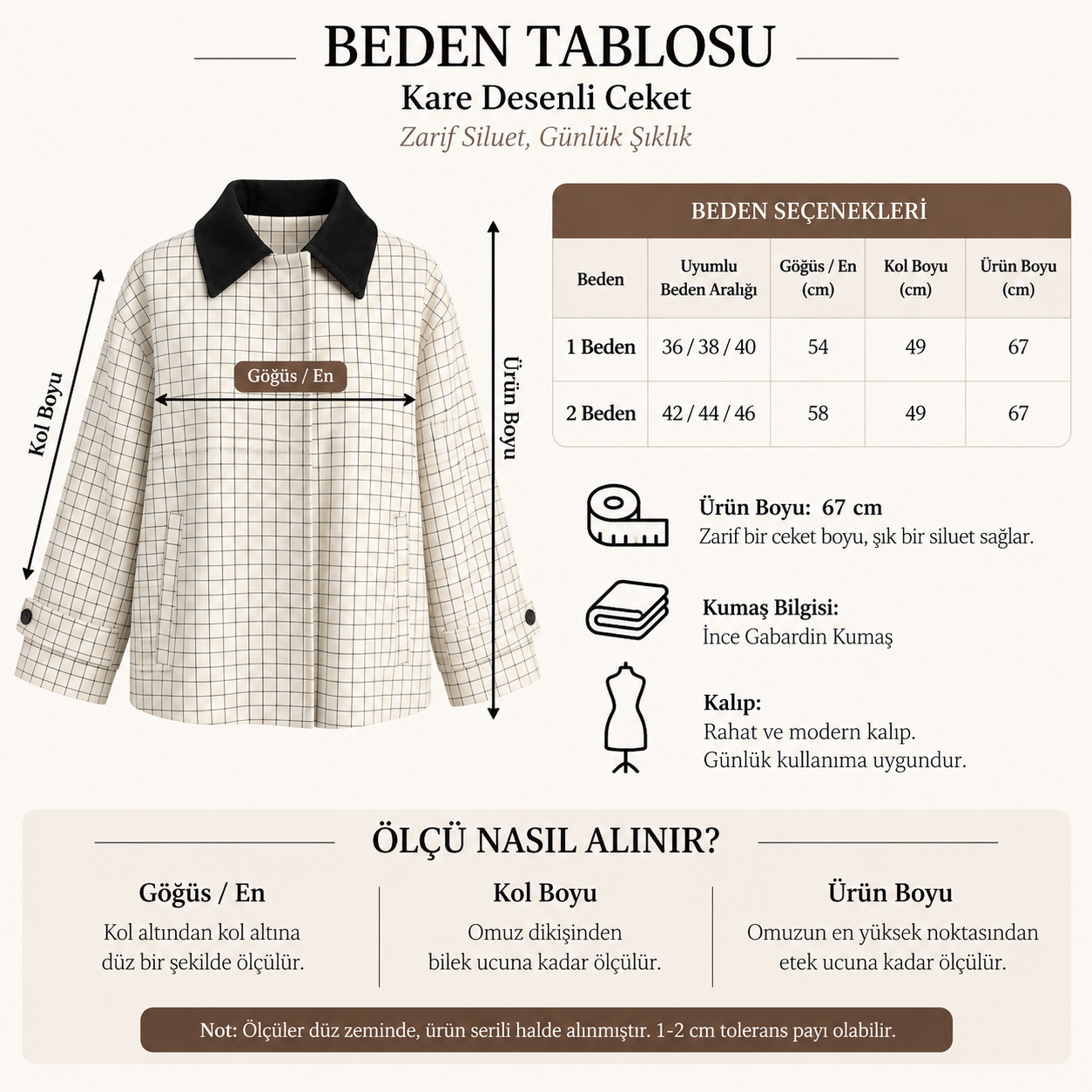 SÜET YAKA ÇİZGİLİ CEKET EKRU