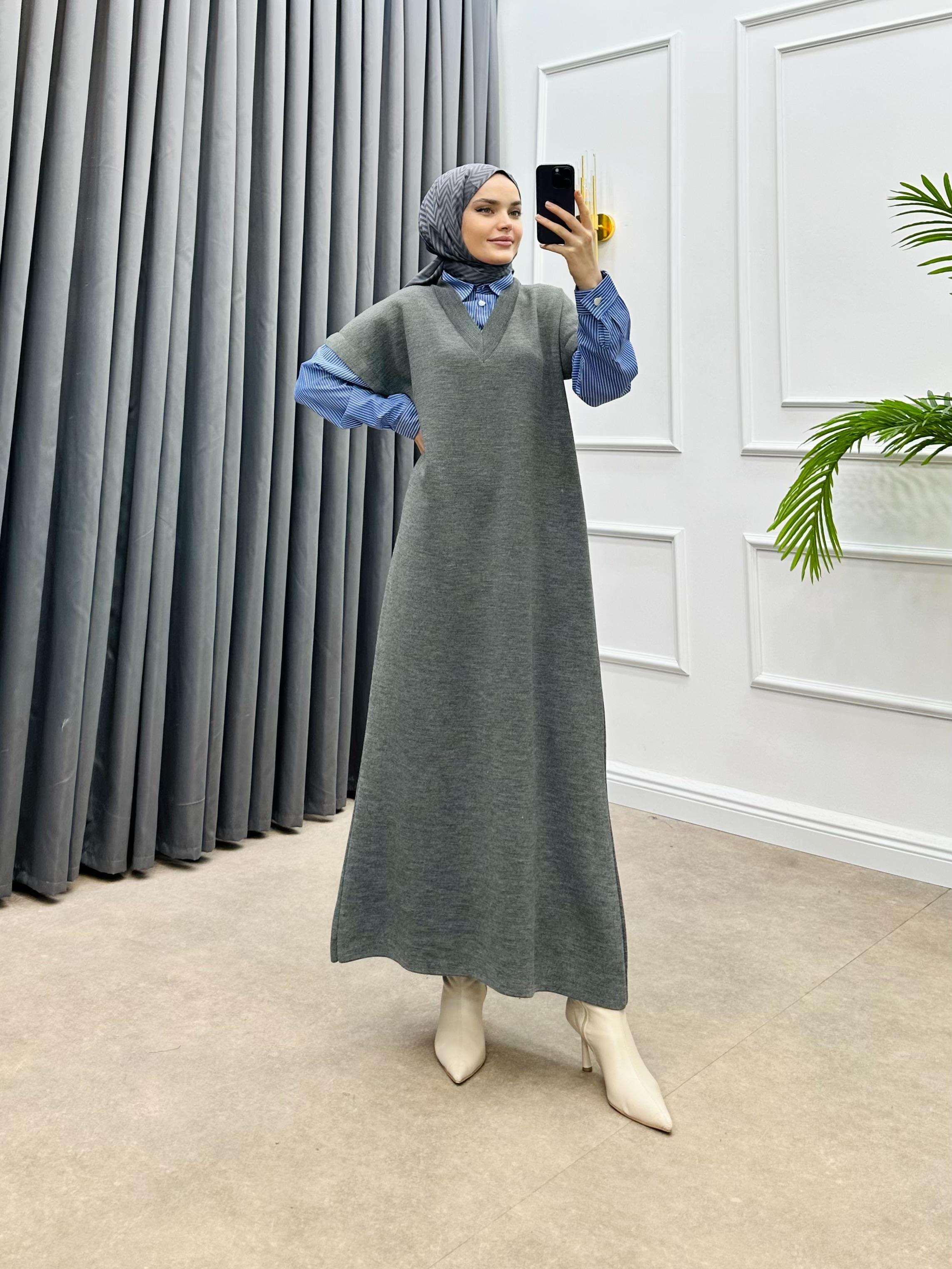 SÜVETER ELBİSE FÜME