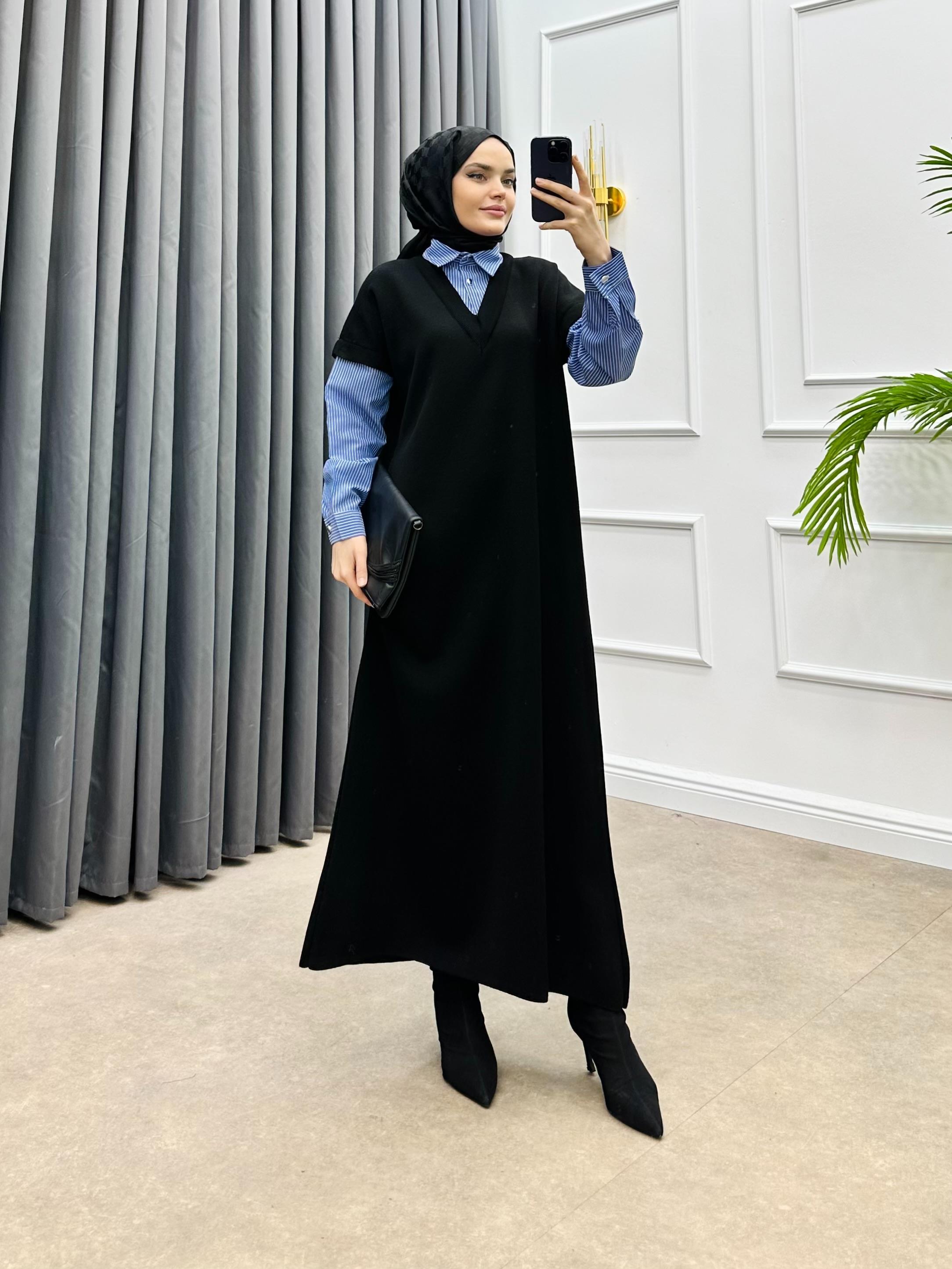 SÜVETER ELBİSE SİYAH