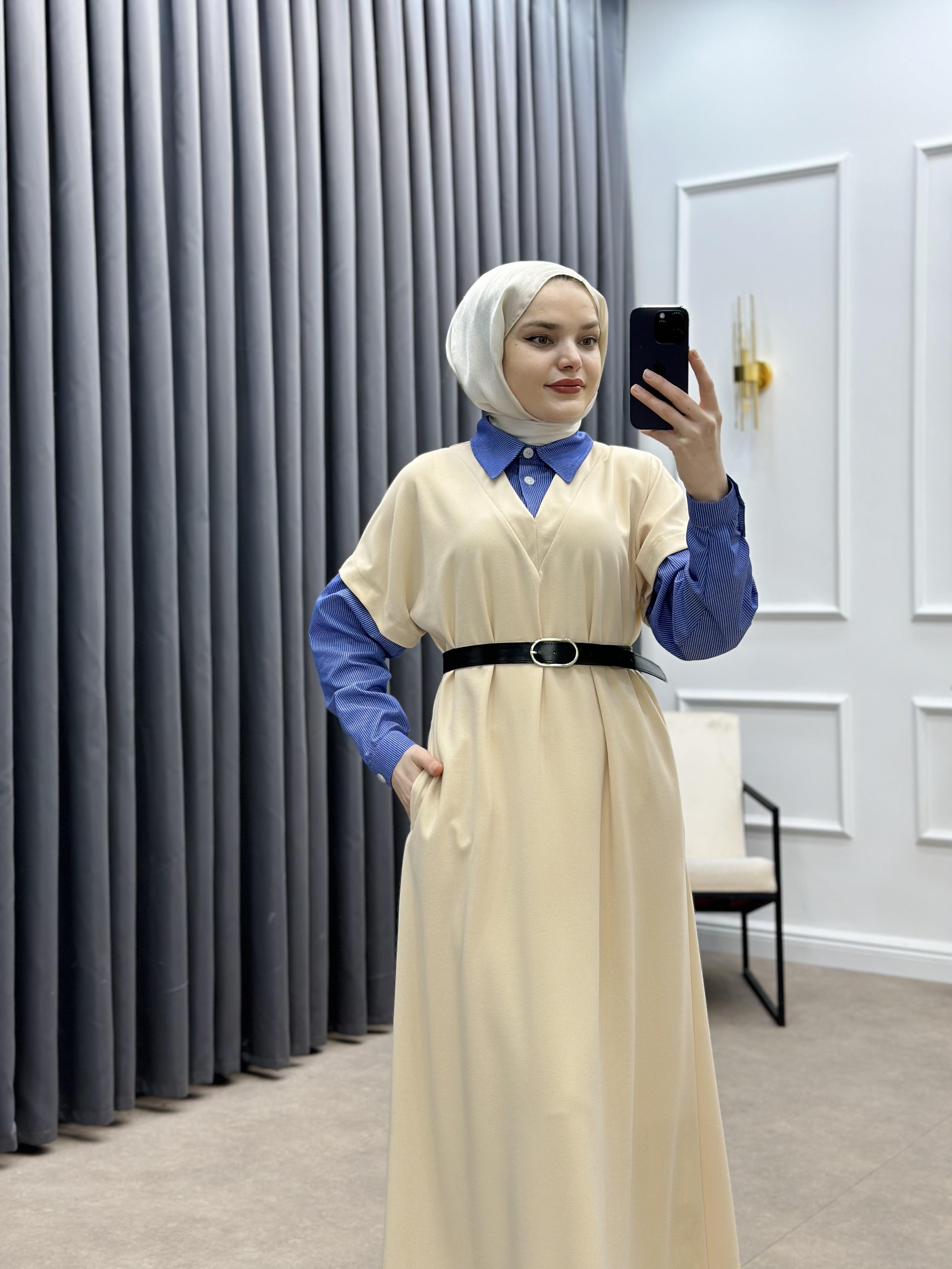 SÜVETER KREP ELBİSE TAŞ