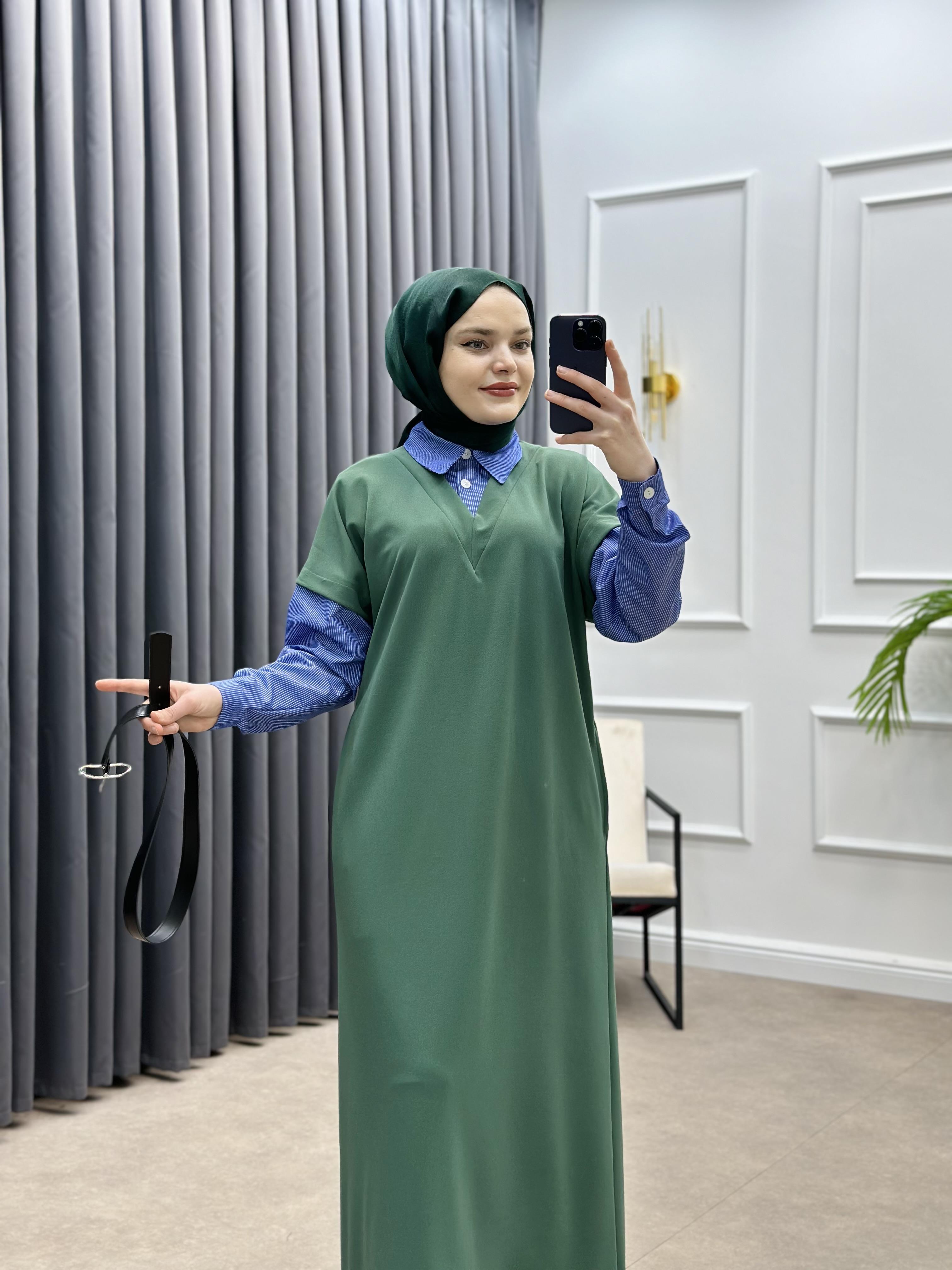 SÜVETER KREP ELBİSE ZÜMRÜT