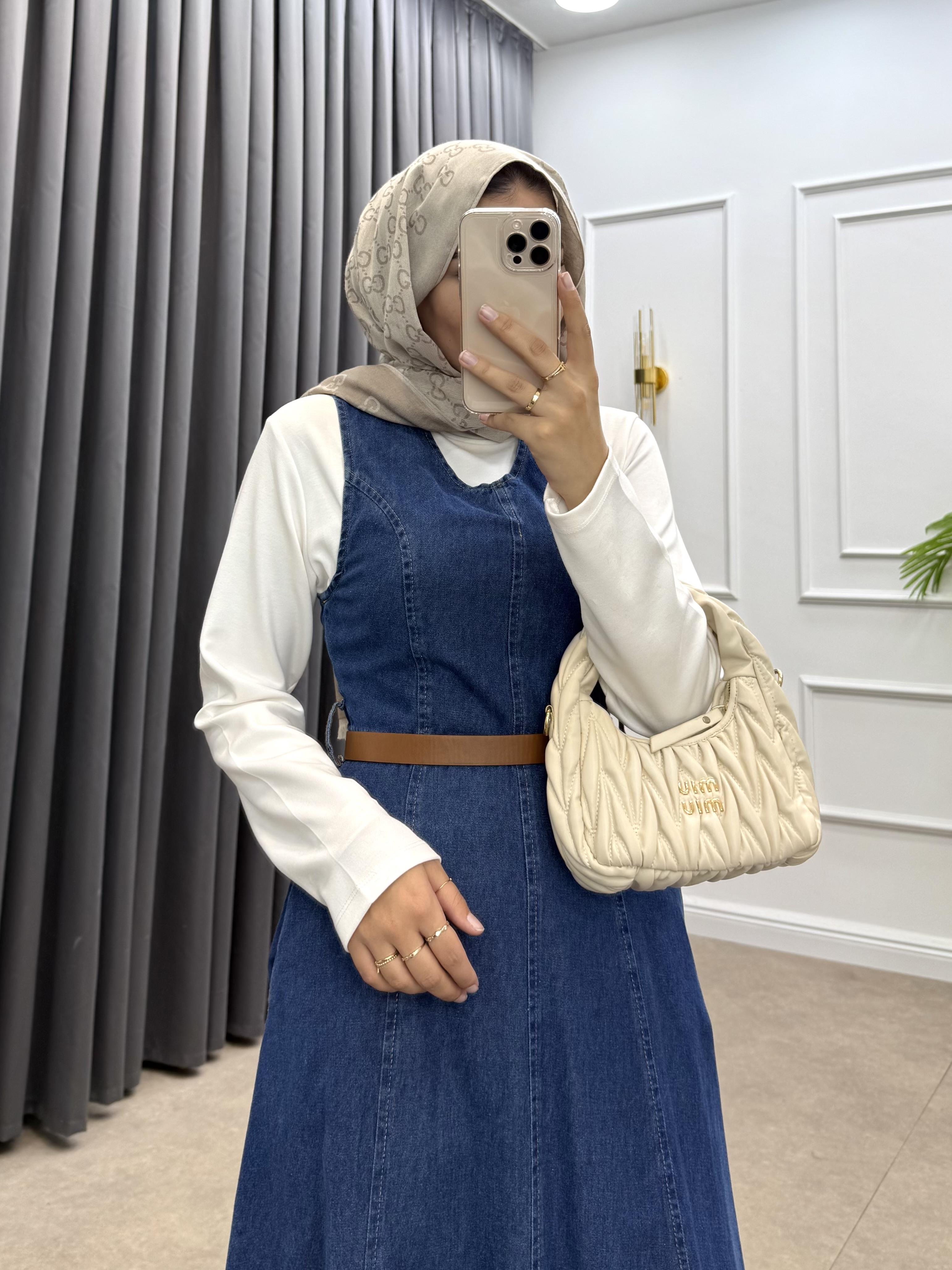 TABA KEMERLİ DENİM JİLE LACİVERT