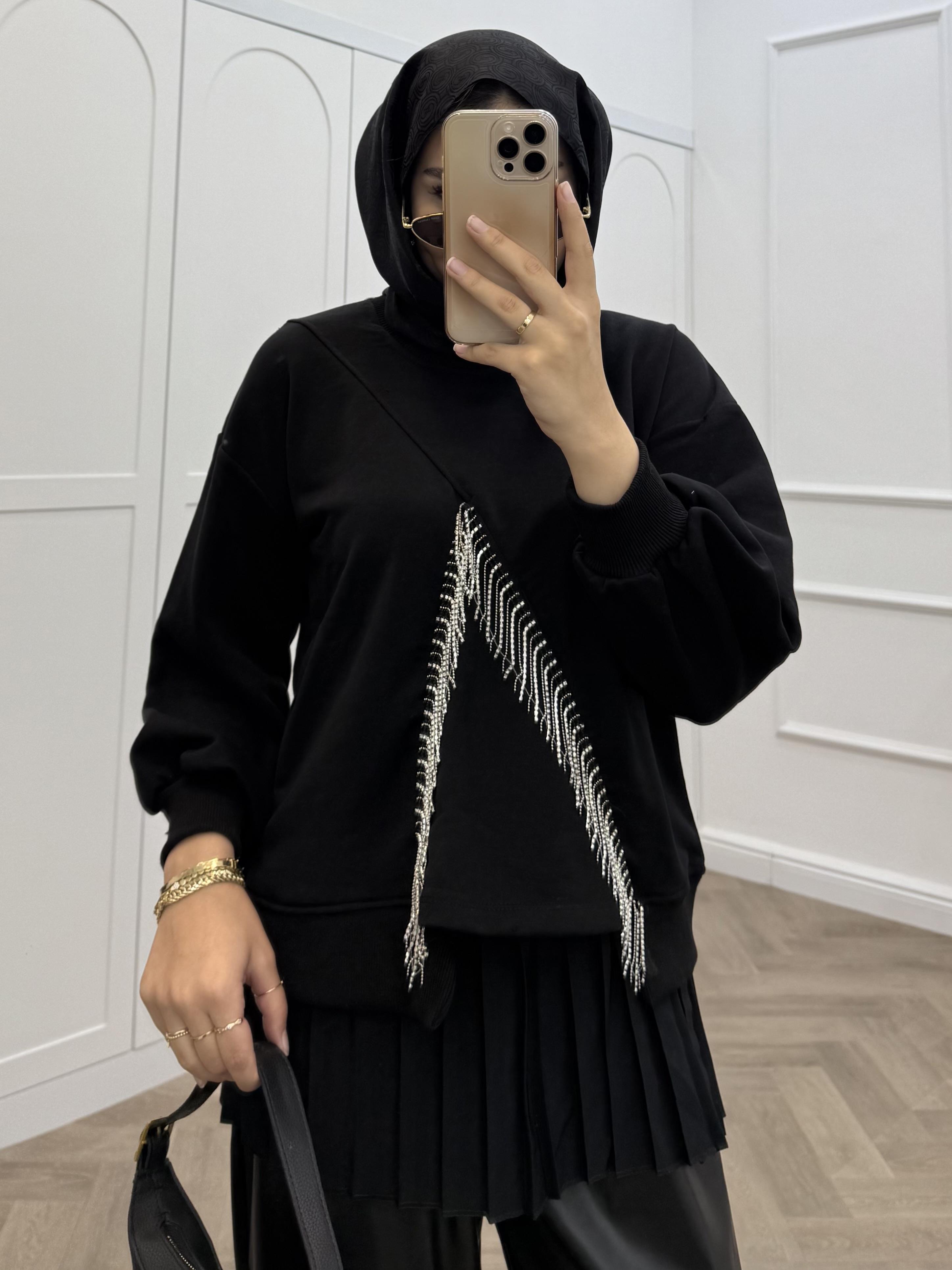 TAŞ PÜSKÜLLÜ SWEAT BEYAZ